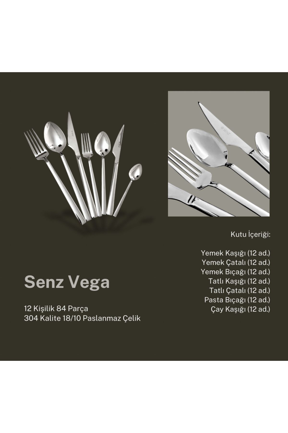 Senz Vega 84 Parça Çatal Kaşık Bıçak Seti