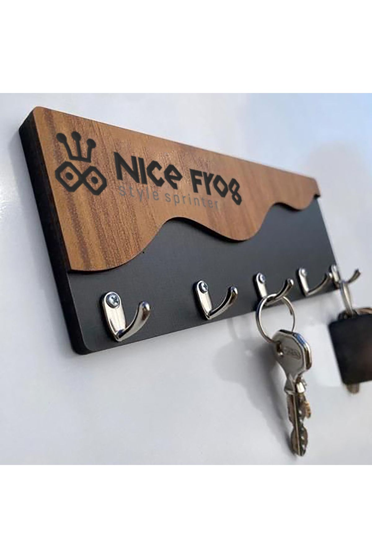 nicefrog Nice Frog Duvar Tipi Anahtarlık Askılığı | Metal Kancalı Ahşap Anahtarlık Organizer