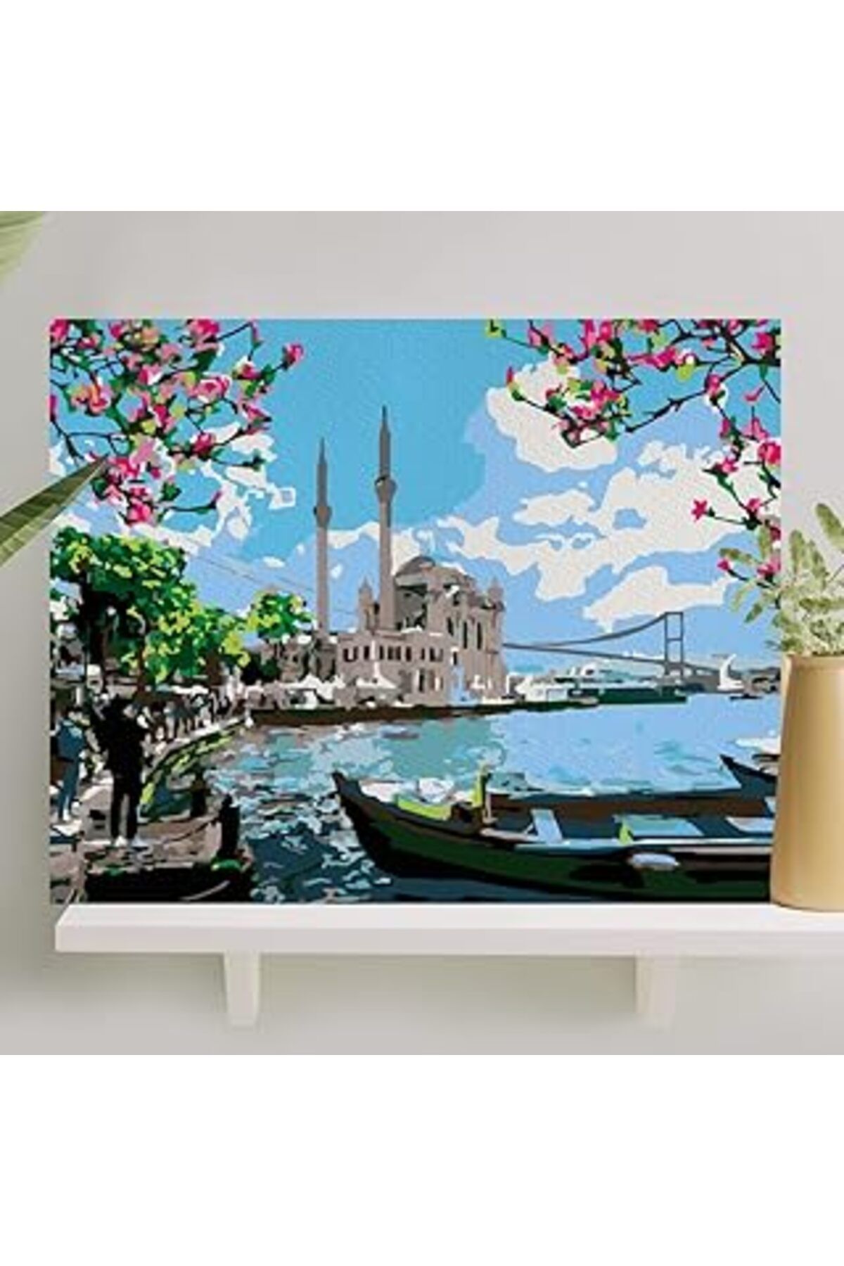 Mu Art Ahşap Palmiye Hobi Sanat Sayılarla Boyama Tuval Seti Fırça Boya Dahil (Çıtalı) 40X50 Cm - Ortaköy