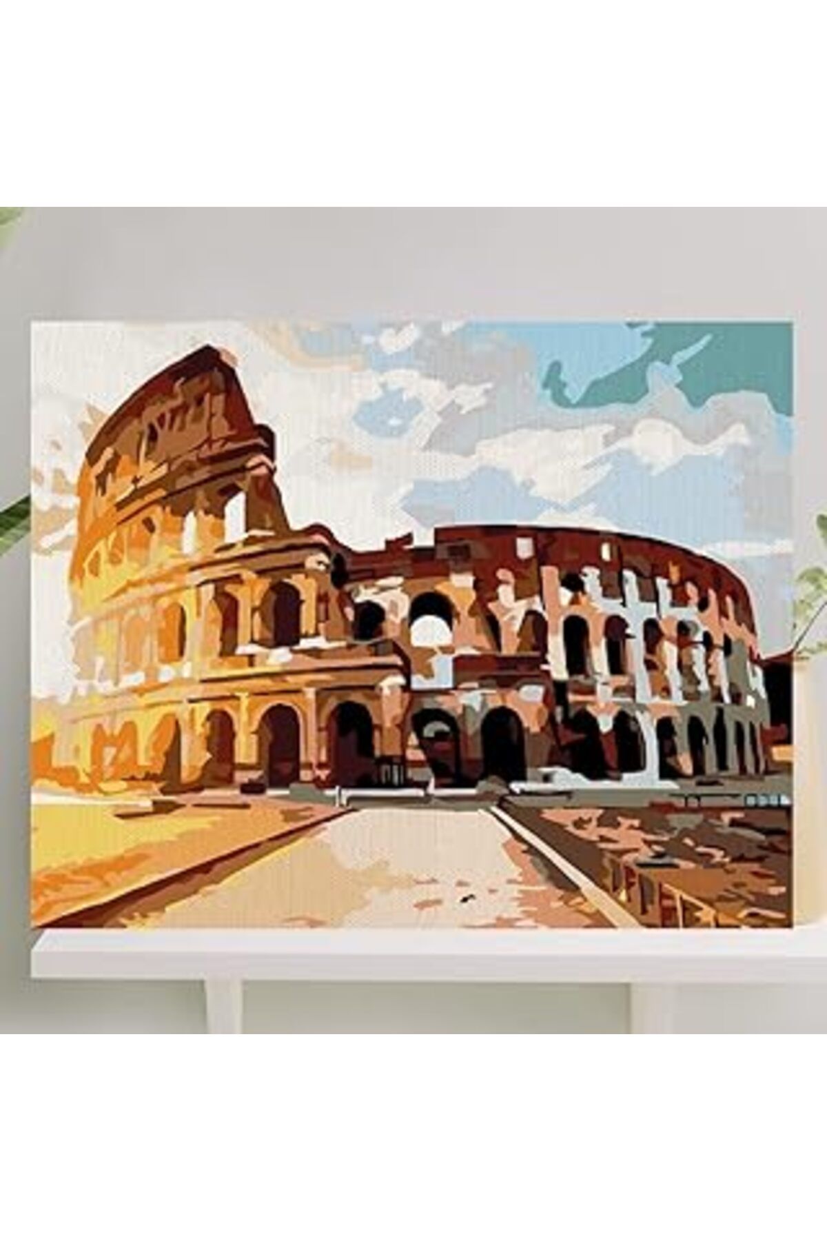 Qedii Palmiye Hobi Sanat Sayılarla Boyama Tuval Seti Fırça Boya Dahil (Çıtalı) 40X50 Cm - Roma