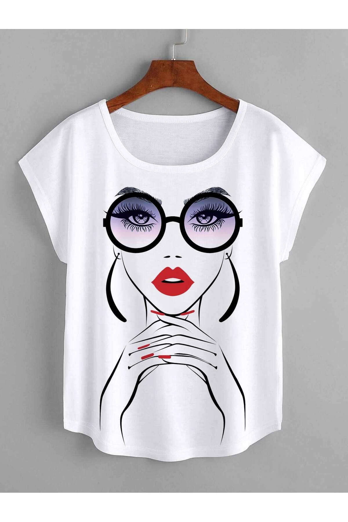 aynewmoda Yarasa Kol Grafik Tişört