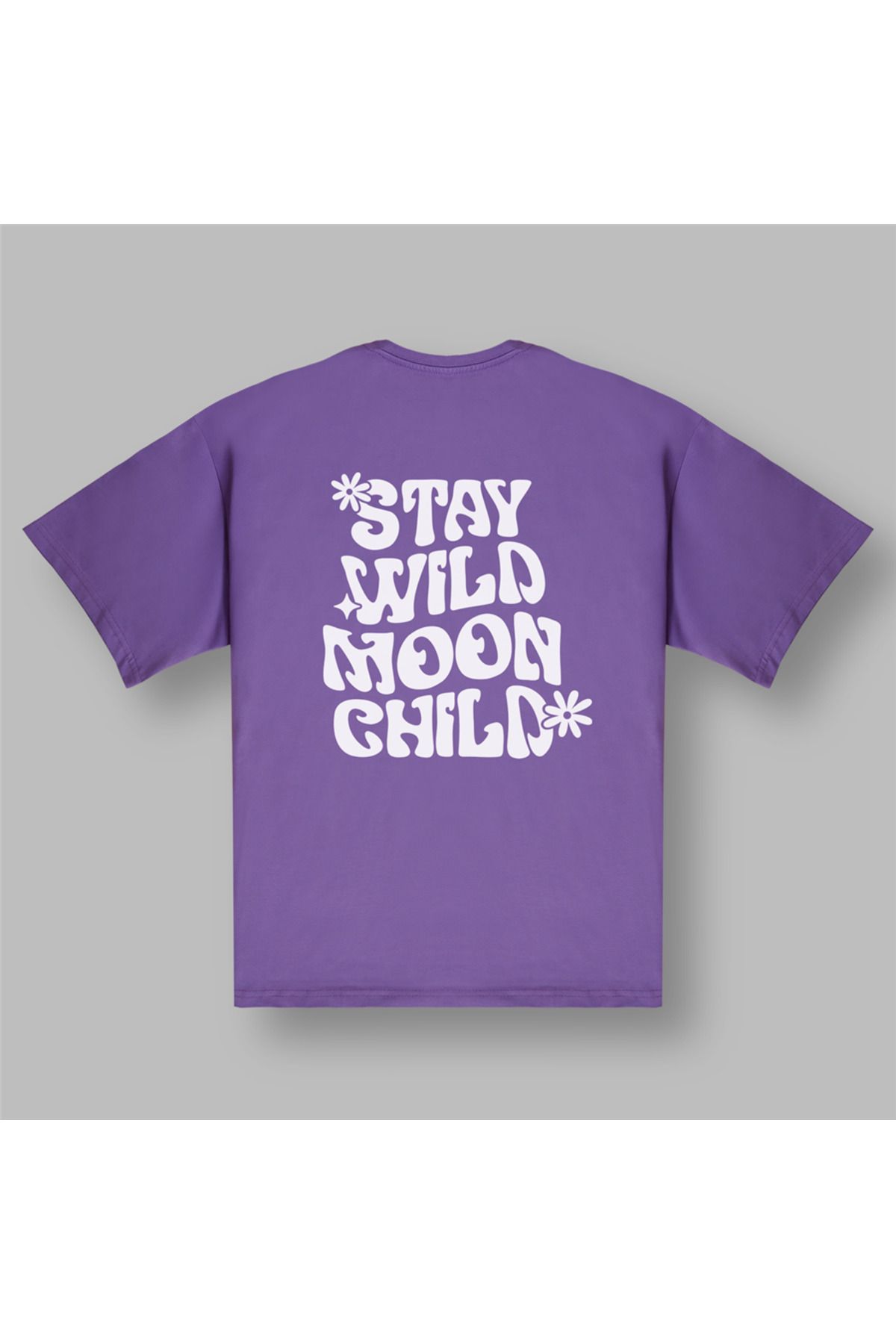 BOYANOVA Stay Wild Moon Child Kadın Oversize Mor Tişört