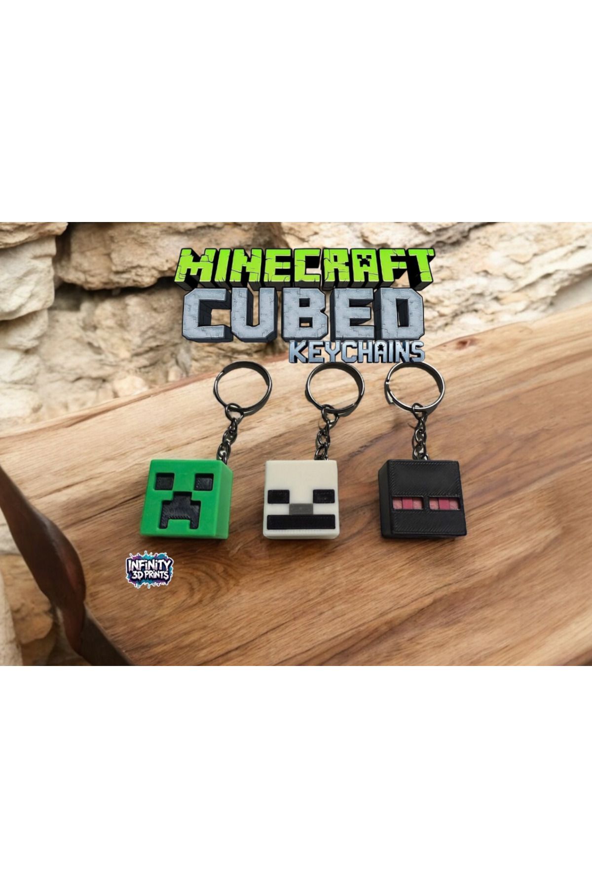 talaşoğlu Minecraft Cube Keychain Creeper, İskelet, Enderman