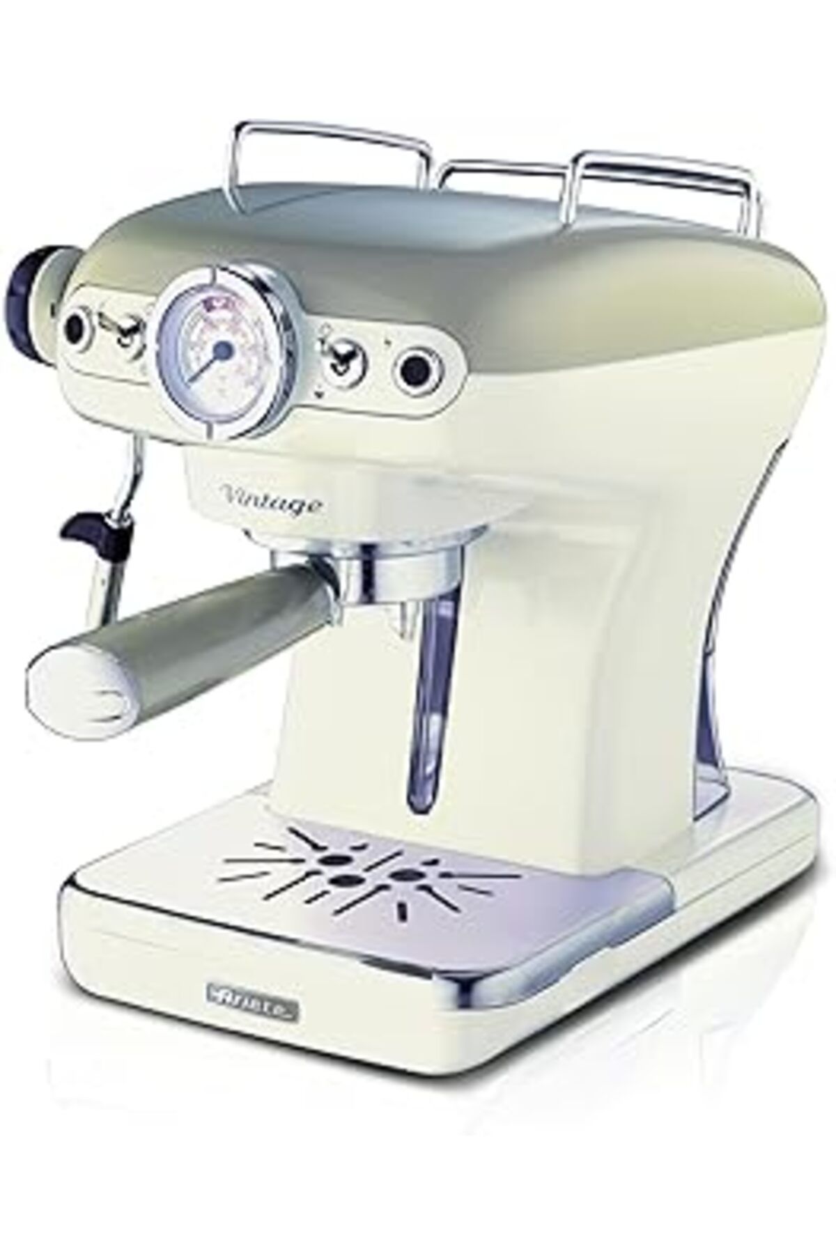 Mu Art Ahşap Ariete Vintage Espresso Kahve Makinesi Bej 1389/13 - Süt Köpürtme Başlığı, 900 Watt, 0,9 Litre Çıka