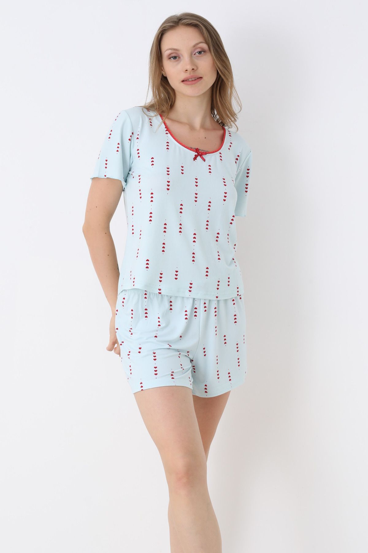 TURAY Bianca Charm Kısakol Şortlu Pijama Takımı