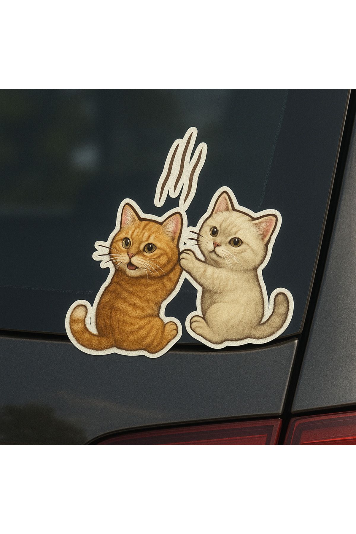 adasya reklam Tırmalayan Sevimli Kediler Sticker – Gerçekçi Görünümlü Araç Camı Etiketi