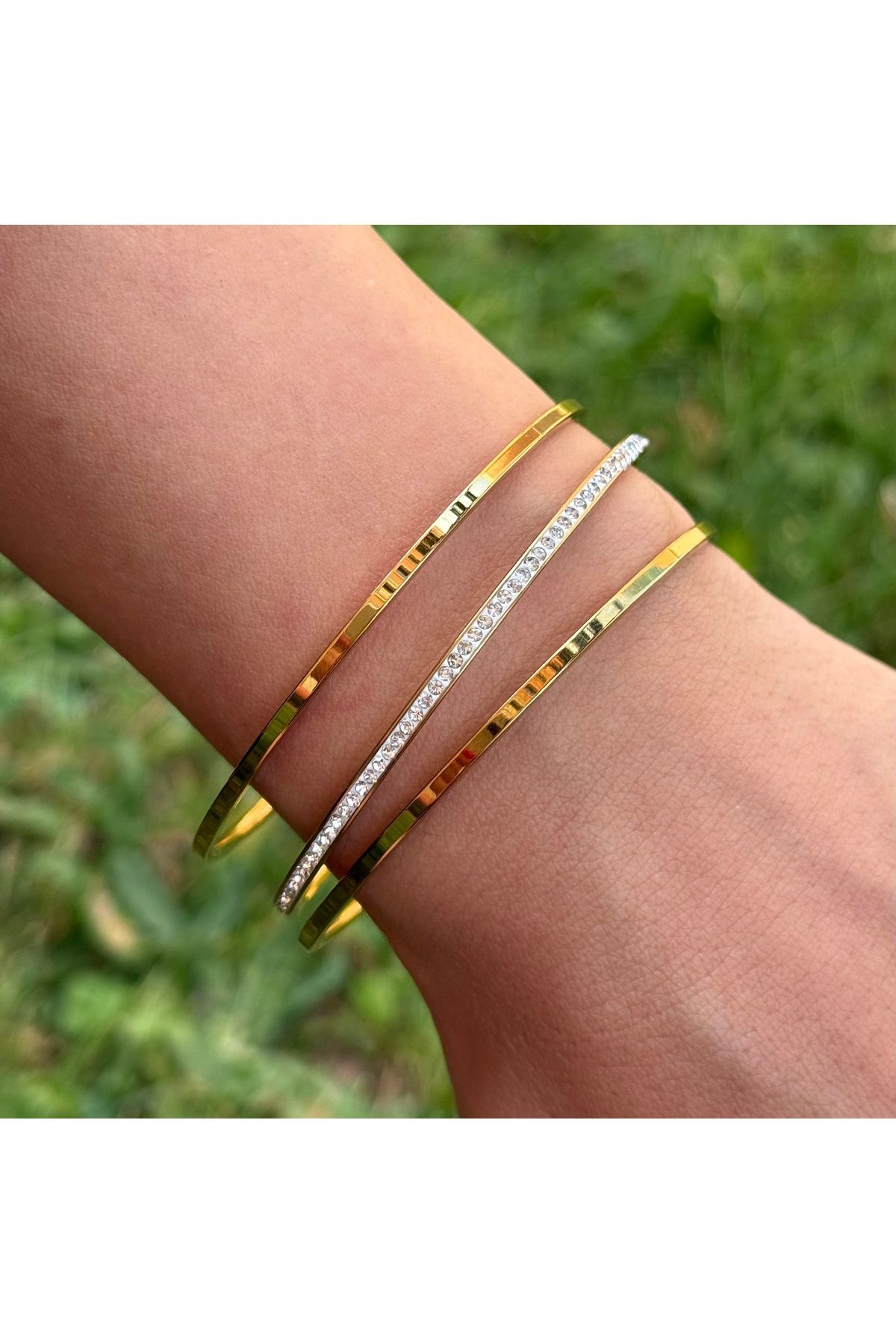 ARMELİA ACCESORİES Armelia Accessories İnce Ajdar Taş Detaylı Bilezik