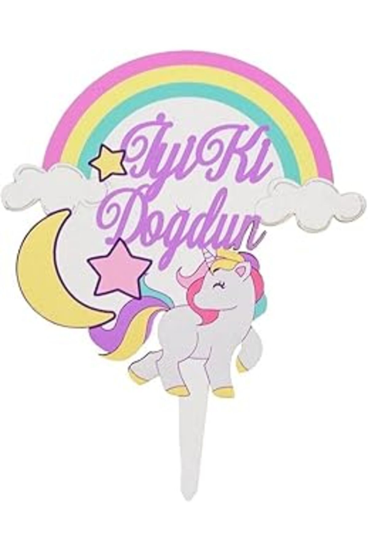 ASİTAN Benim Marifetlerim - Unicorn Ahşap Pasta Süsü 25*19
