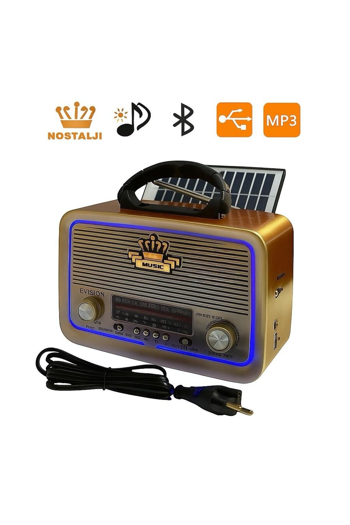 OnlyTech Yeni Nostalji Görünümlü 301 Solar Müzik Çalar Radyo Blututlu Usb Girişli Müzik Kutusu /sd/aux/fm