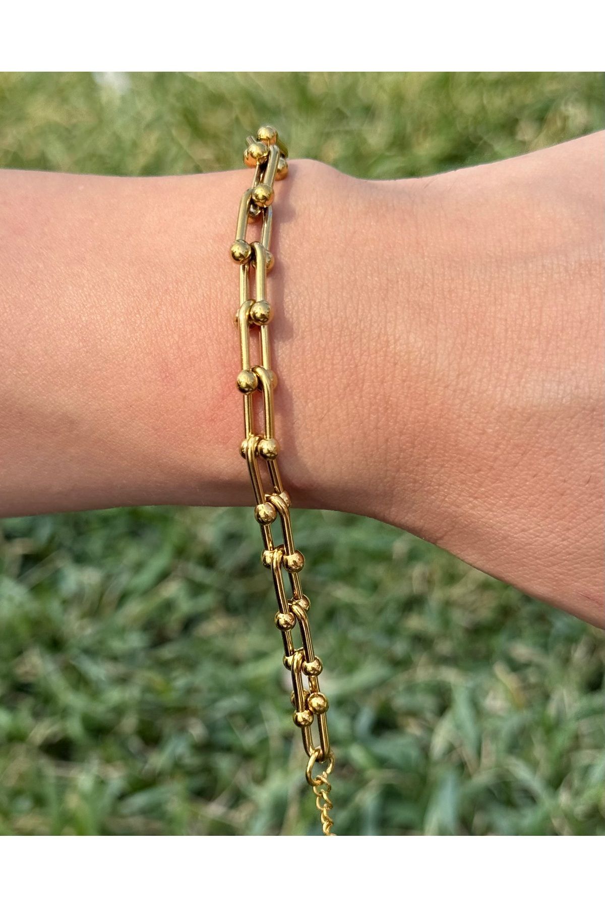 ARMELİA ACCESORİES Armelia Accessories Top Detaylı Çift Sıra Zincir Bileklik ✨