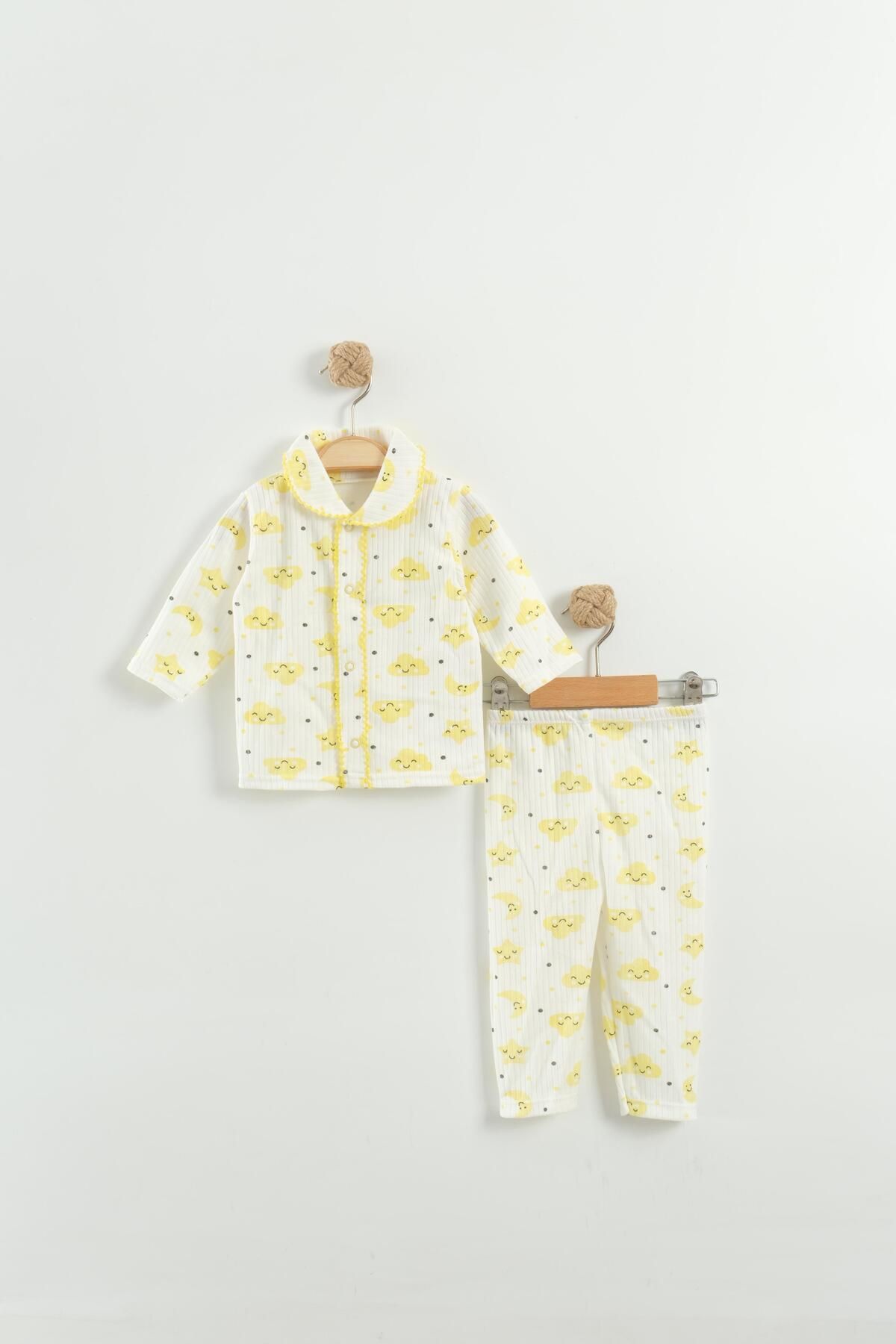Baby Wings Bulut Baskılı Bebek Unisex Pijama Takım