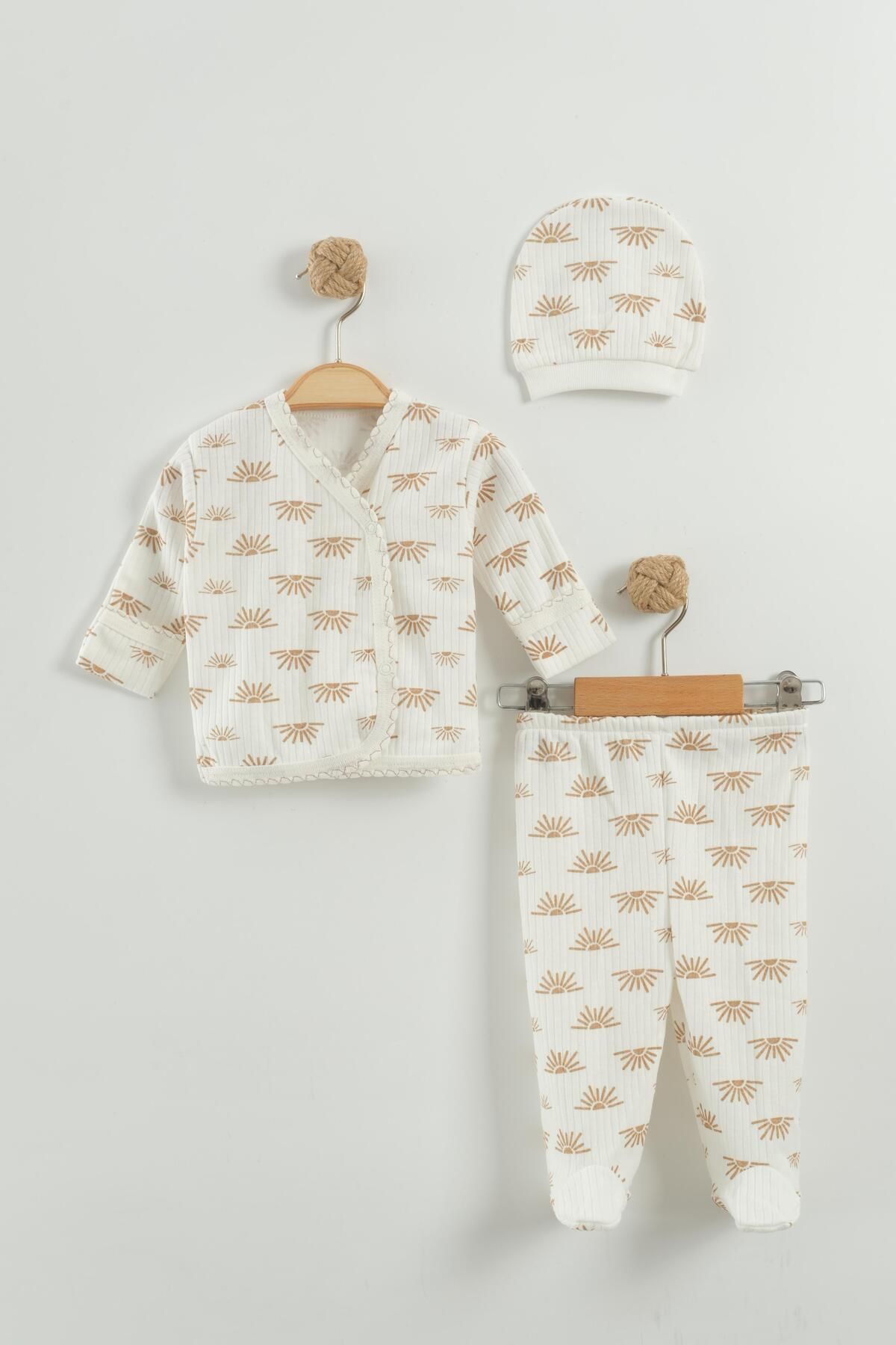 Baby Wings Güneş Temalı Unisex Şapkalı 3 lü Takım Set