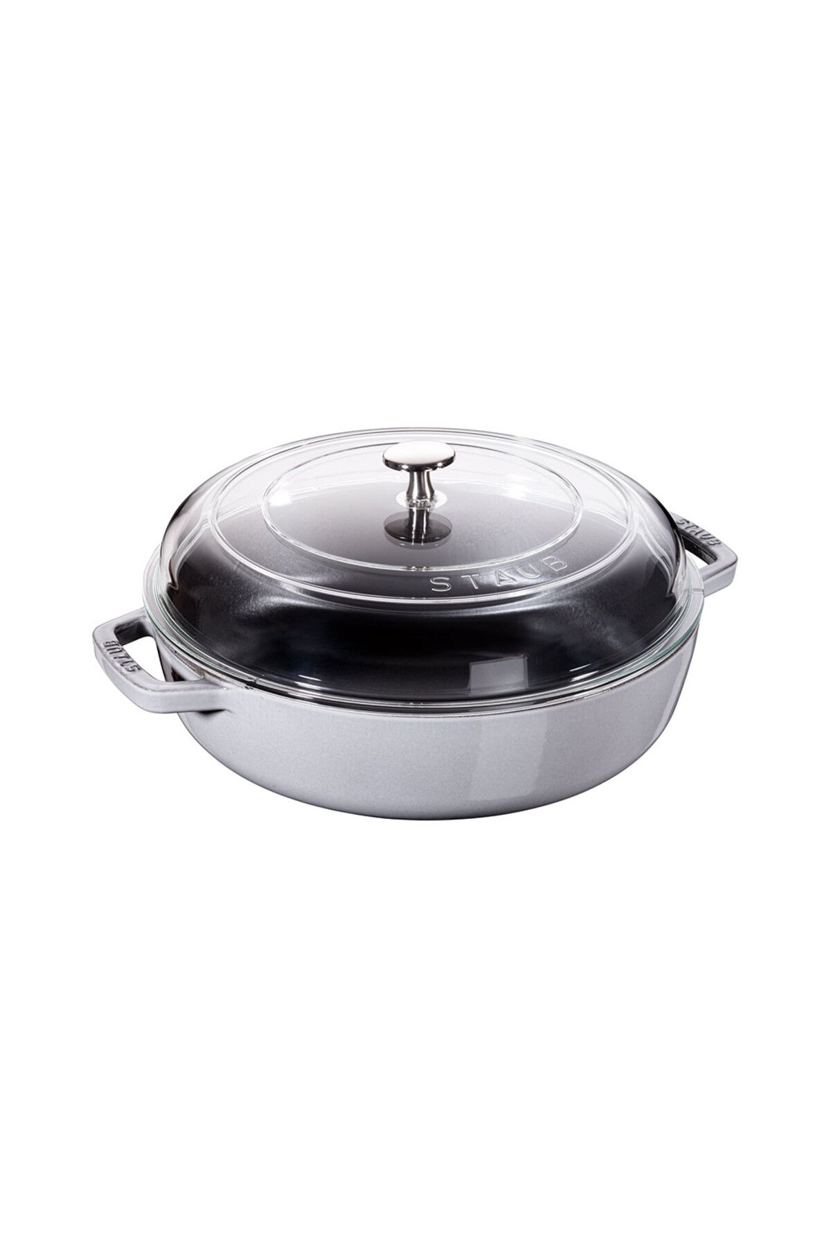 STAUB B Cam Kapaklı Döküm Tencere 28 cm Grafit Gri
