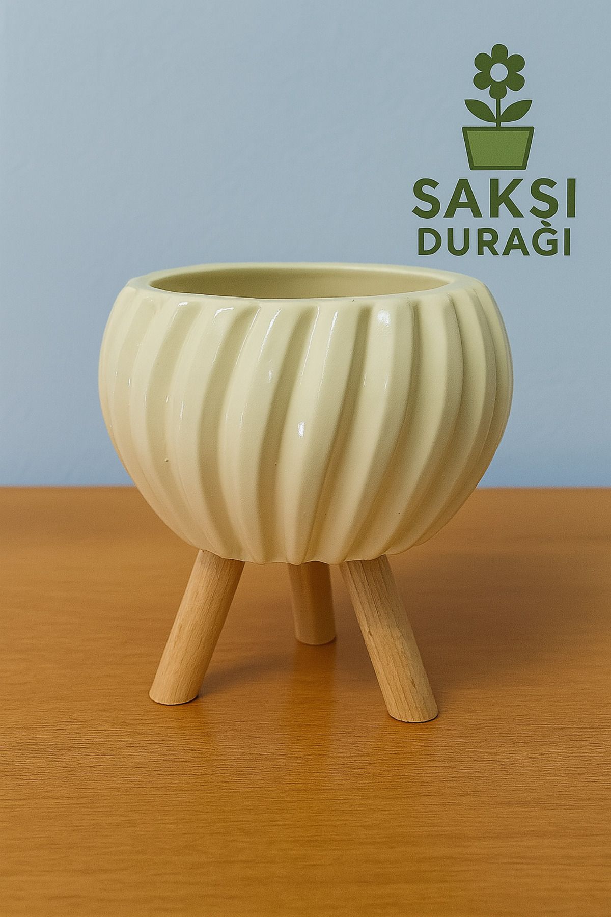 Home Dekoratif Ahşap Ayaklı Vintage Saksı