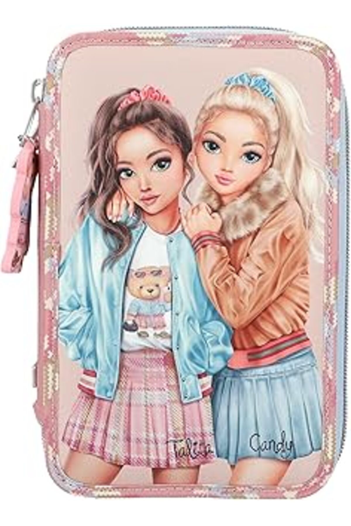 Mu Art Ahşap Depesche 13009 Topmodel Team Teddy – Doldurulmuş 3 Bölmeli Kalem Kutusu, Pembe Renkte, Model Motifl