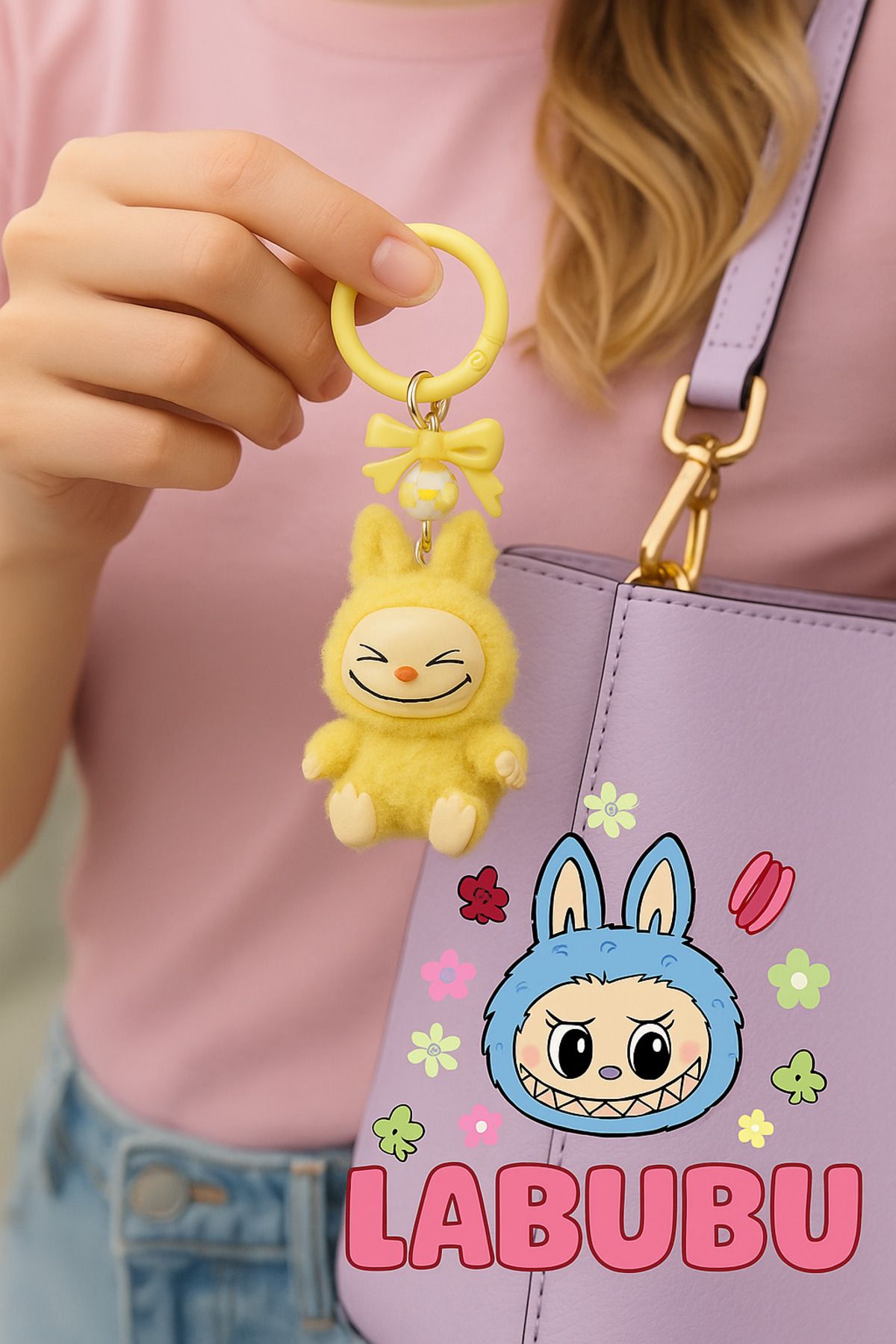 TOYFEST Labubu Peluş Anahtarlık Çanta Şüsü - MODEL 1 - Sarı