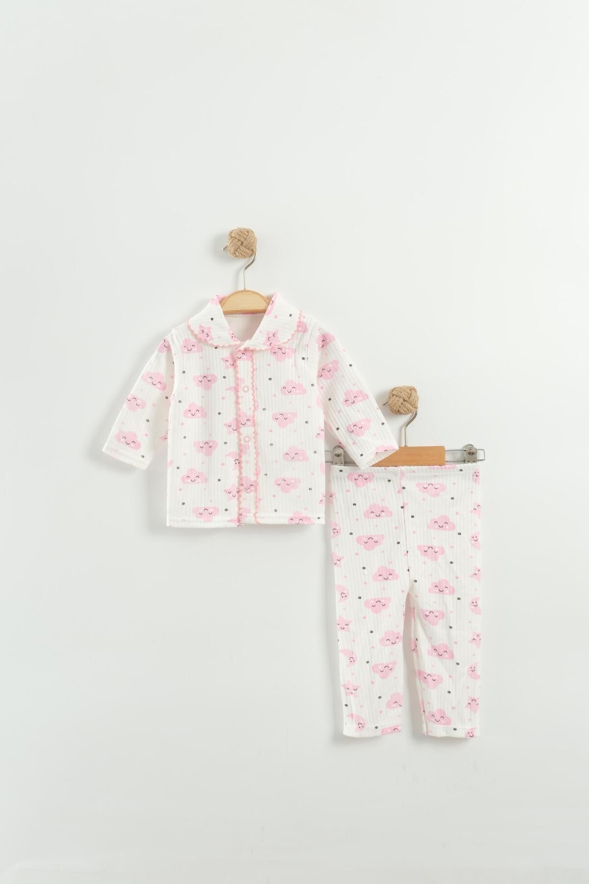 Baby Wings Bulut Baskılı Oyalı Bebek Pijama Takım
