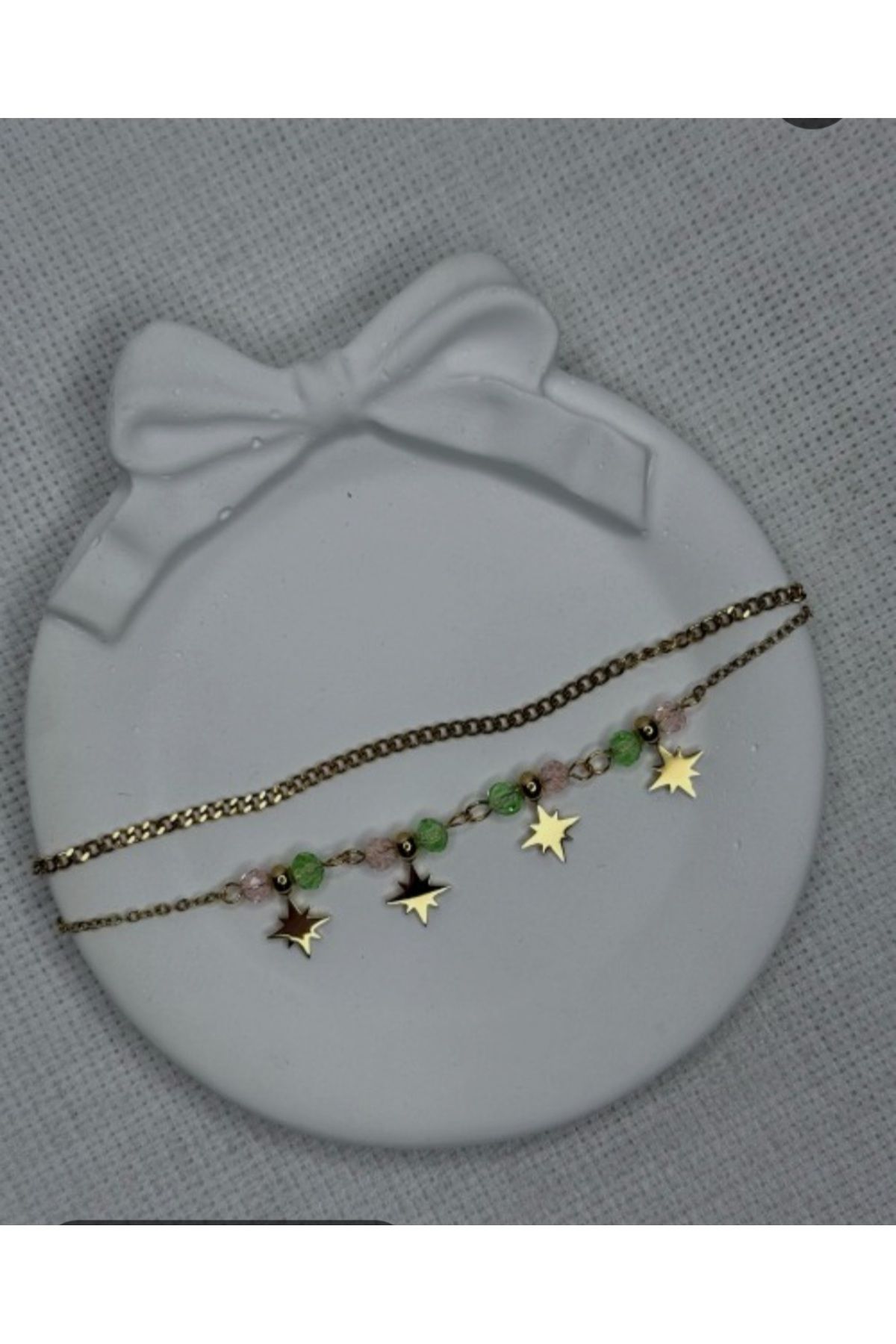 Jewerly Çelik yıldız detaylı boncuklu halhal