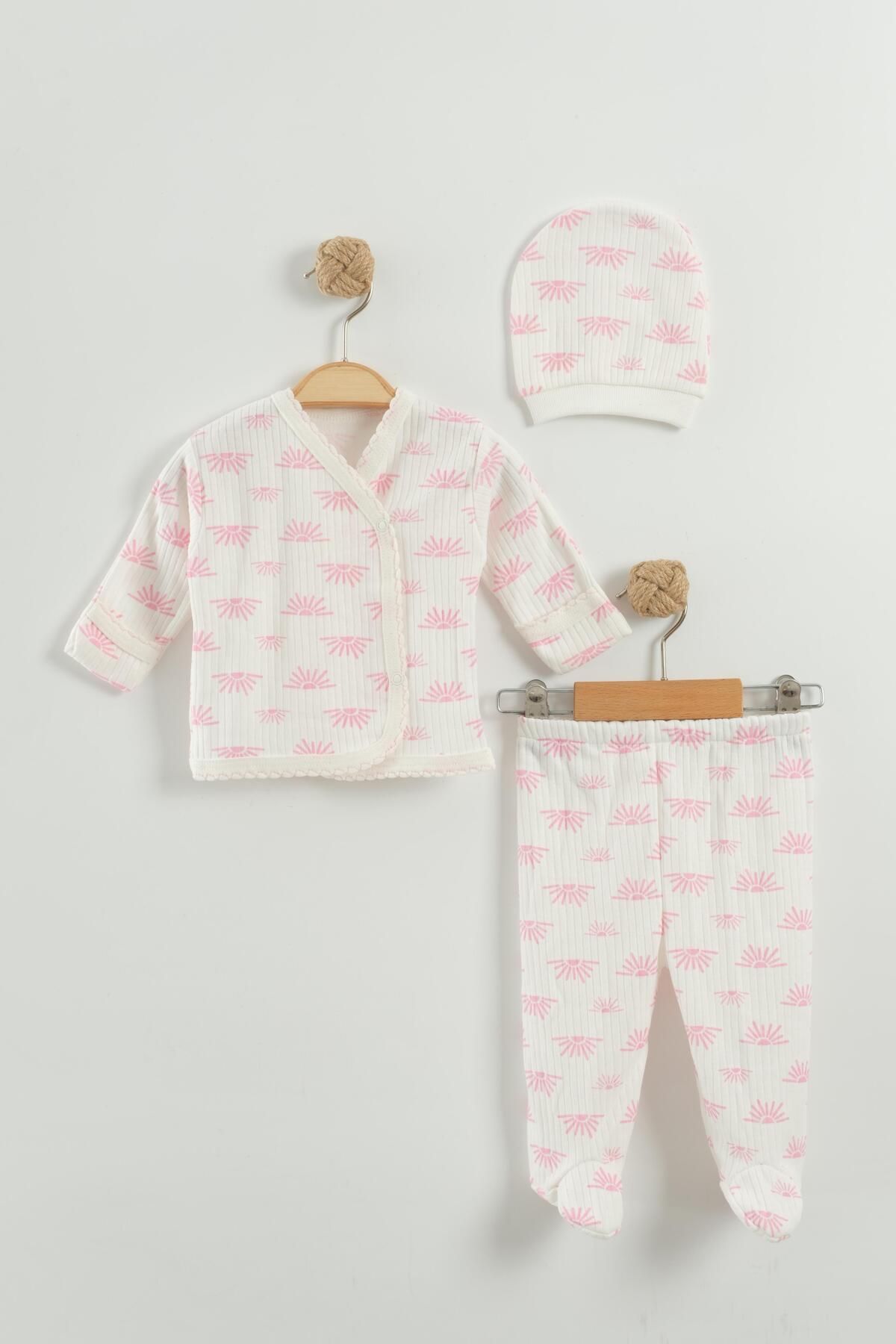 Baby Wings Güneş Temalı Unisex Şapkalı 3 lü Takım Set