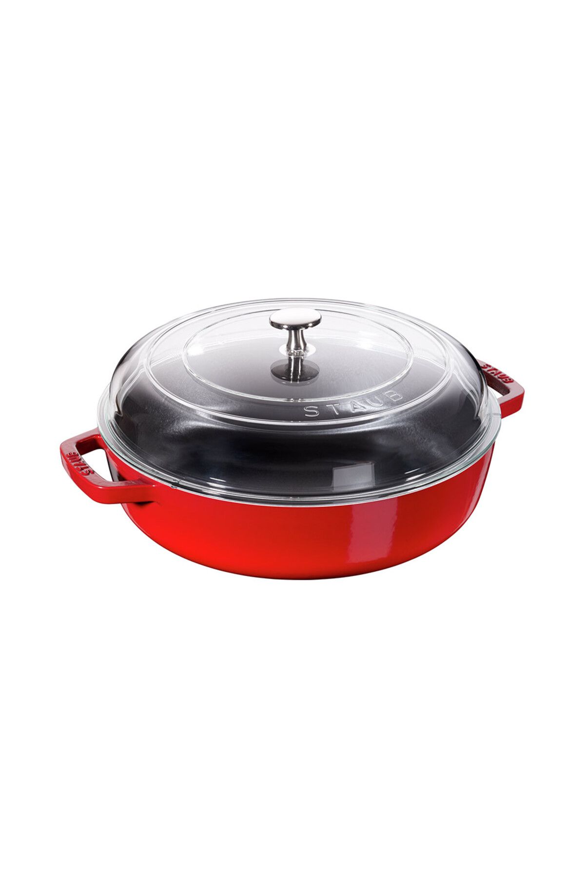 STAUB B Cam Kapaklı Döküm Tencere 24 cm Kiraz