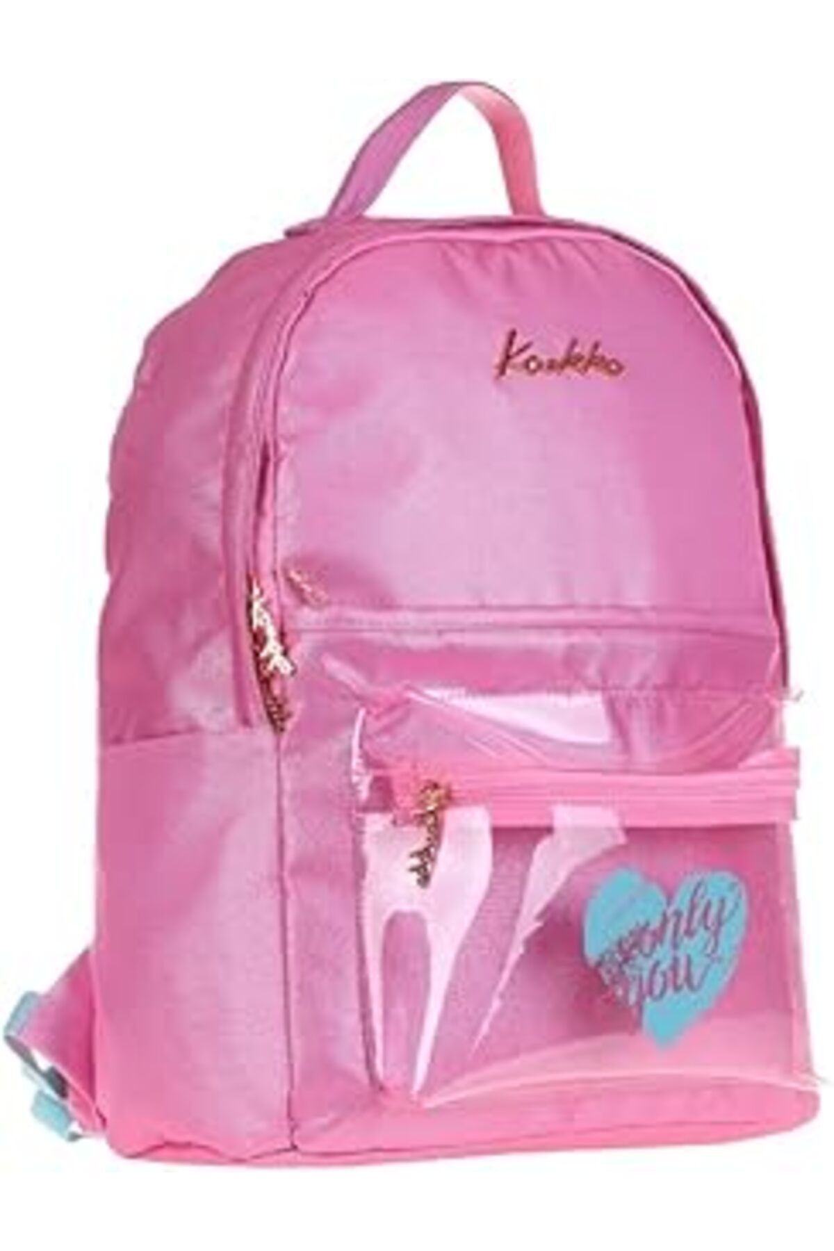 TBSProjects Kaukko Sparkle Üç Gözlü Pembe Şeffaf Cepli Okul Ve Günlük Sırt Çantası - Kız Çocuk