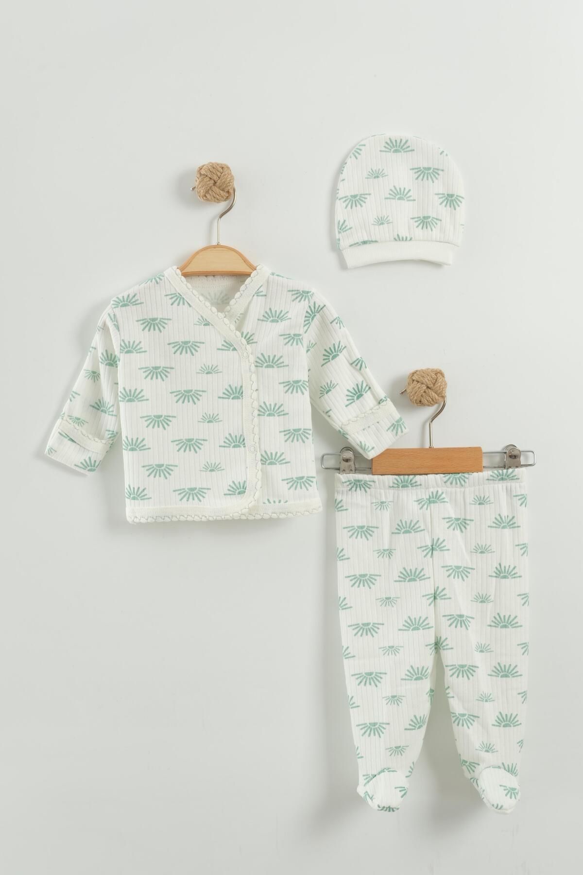 Baby Wings Güneş Temalı Unisex Şapkalı 3 lü Takım Set
