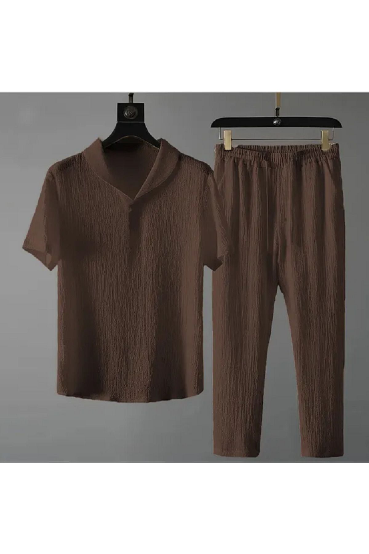 Baxia ERKEK Bürümcük Krinkıl Kumaş T-shirt Pantolon Takım ALT ÜST ( YENİ SEZON )