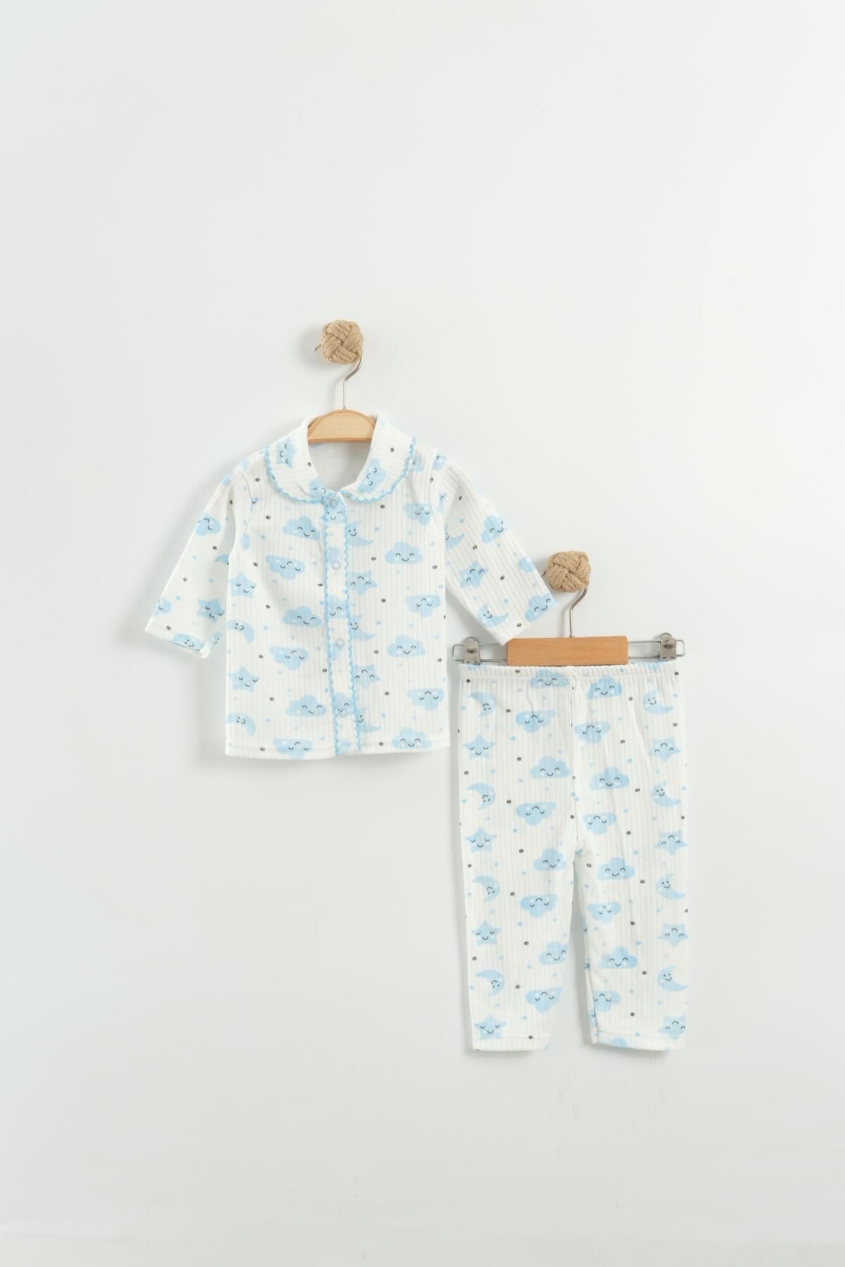 Baby Wings Bulut Baskılı Oyalı Bebek Pijama Takım