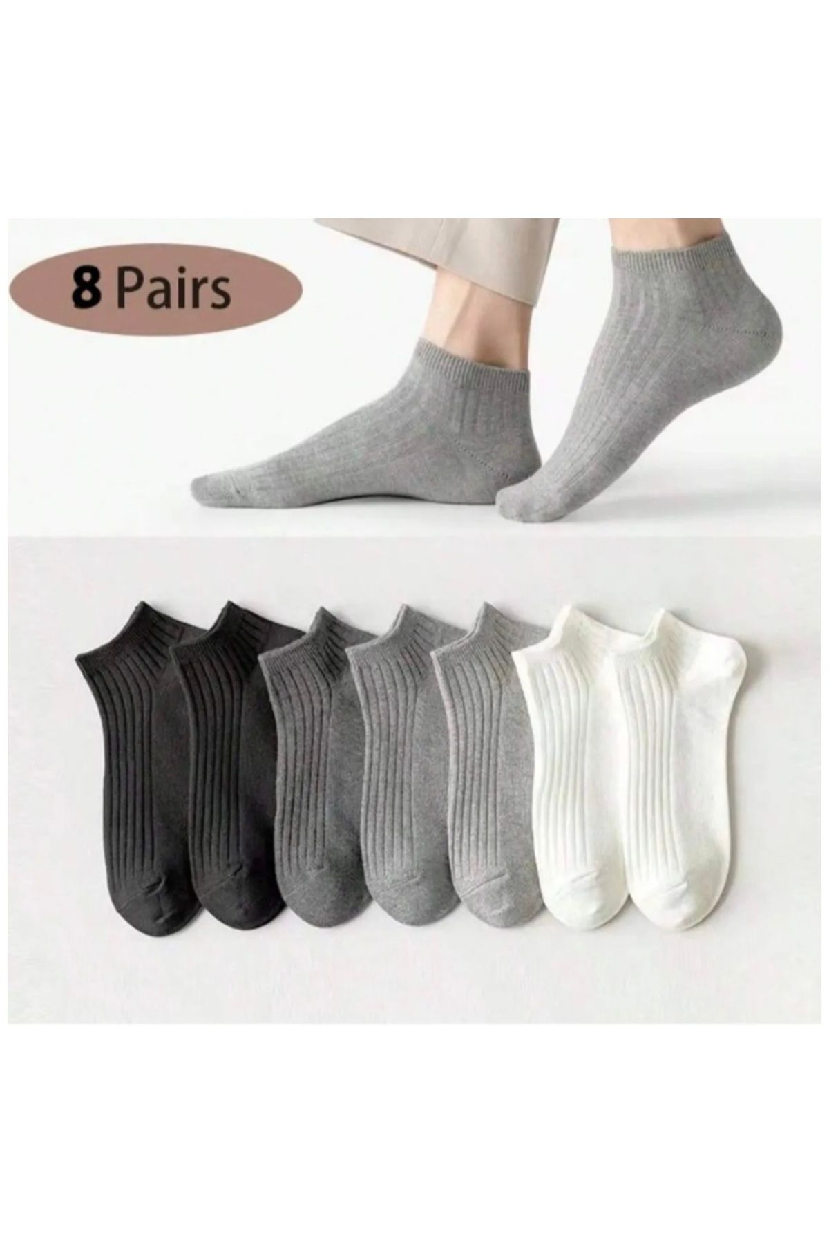 BARLASOCKS Ünisex 8 çift pamuklu derbili basic çorap