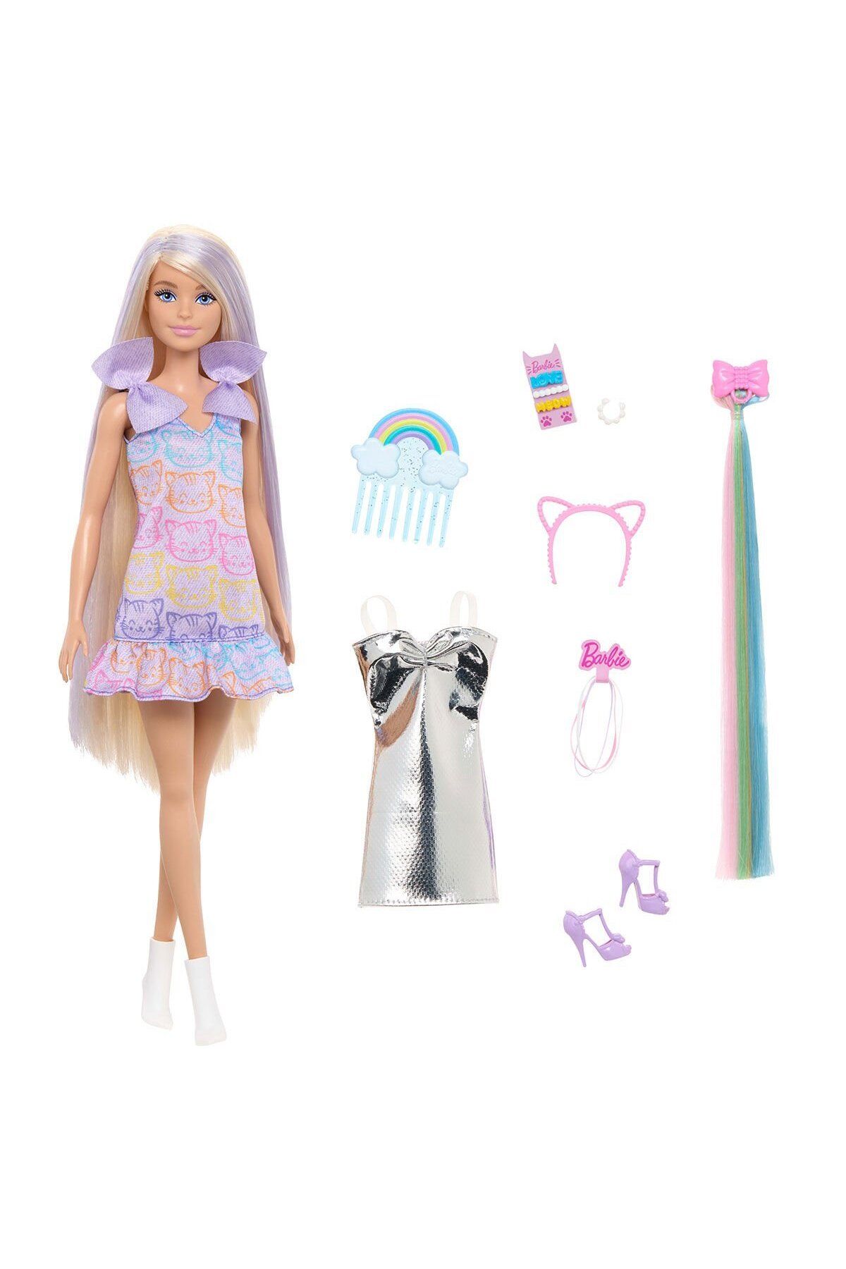 FABBA TOYS JCT7.2 Barbi.e Upuzun Muhteşem Saçlı Bebek - Saç Tasarım Oyun Seti