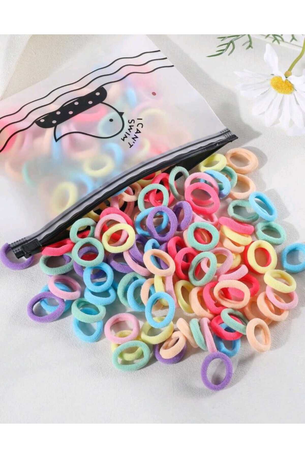 Eva Rose 100 Adet Çantalı lastik toka küçük lastik toka küçük toka minik toka çocuk tokası bebek tokası