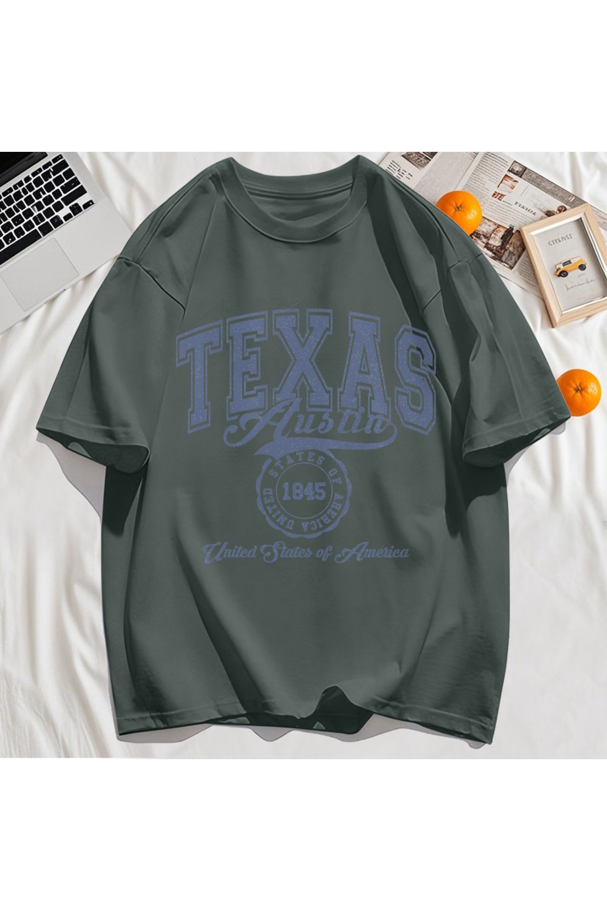 StartMore Y2k Vintage Tişört Tee Texas Abd 1845 Hollow Out Sanat Mektup Baskı
