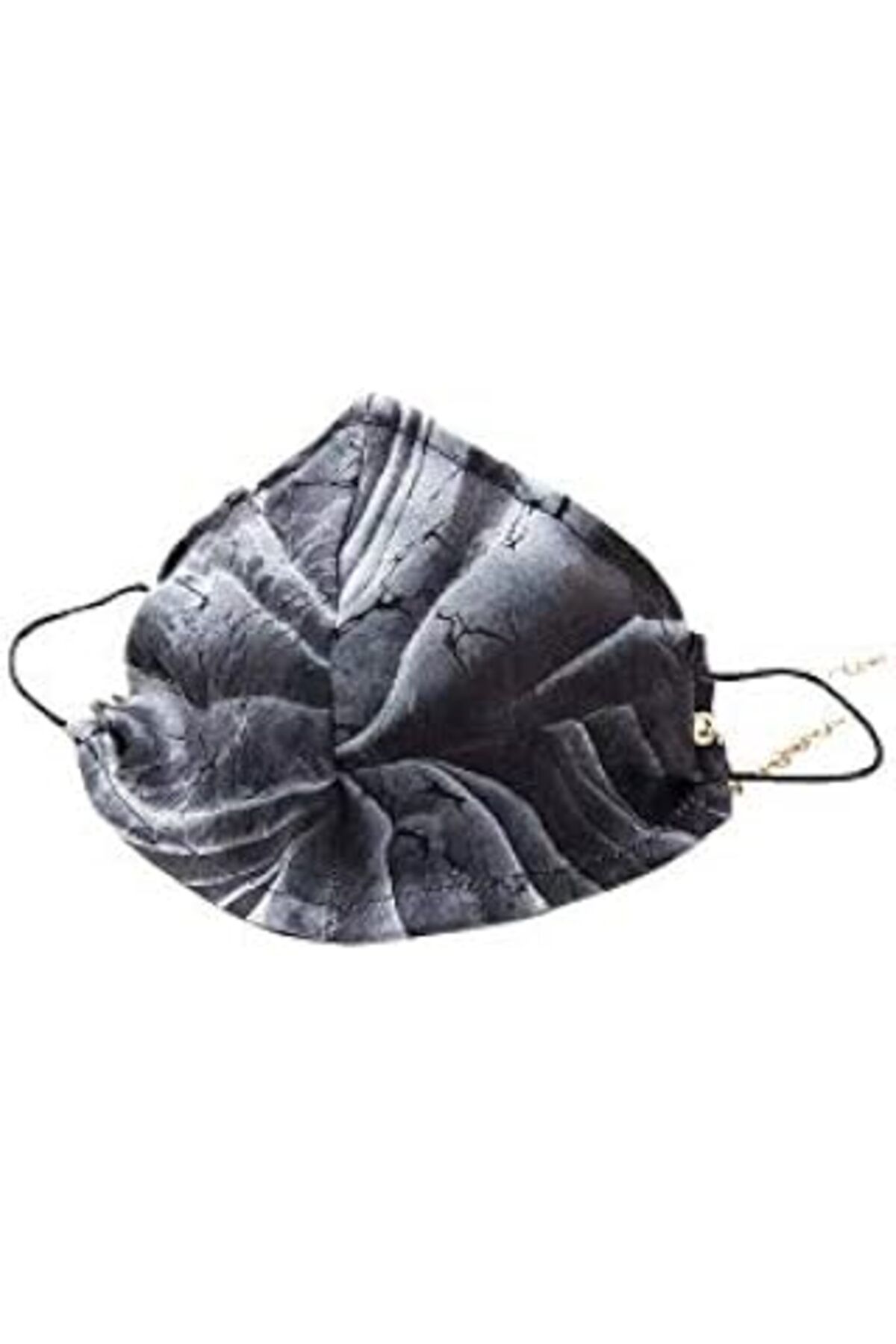 Mu Art Ahşap House Of Silk % 100 İpek Mavi Mermer Zincir Detaylı Ağız Maskesi