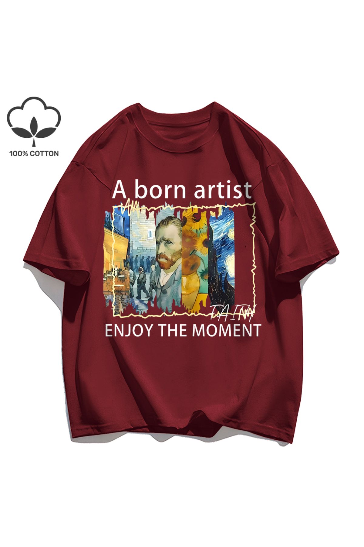 StartMore Y2k Vintage Tişört Tee Yağlıboya Metin Kombinasyonu