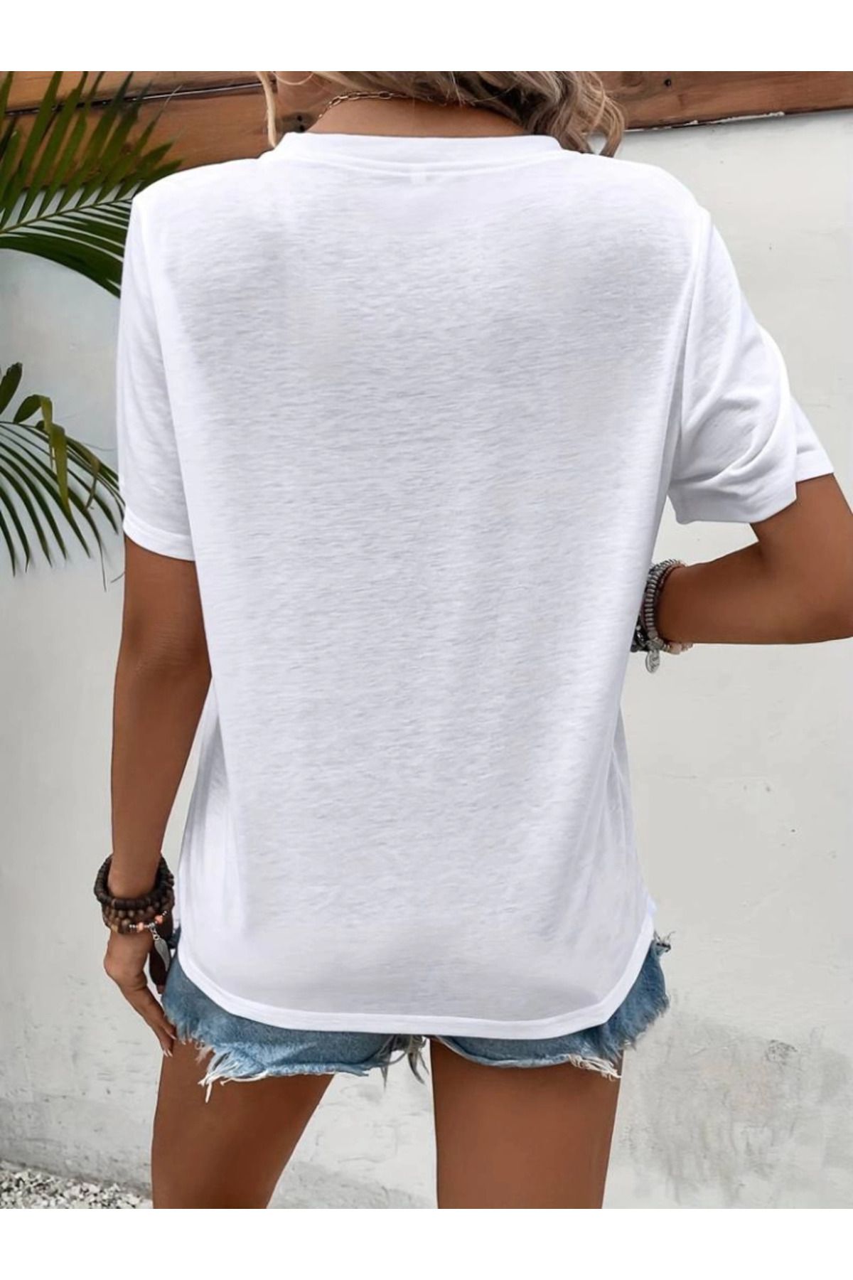 ZORM Kadın Kısa Kollu Bisiklet Yaka Göz Baskılı Süprem T-shirt