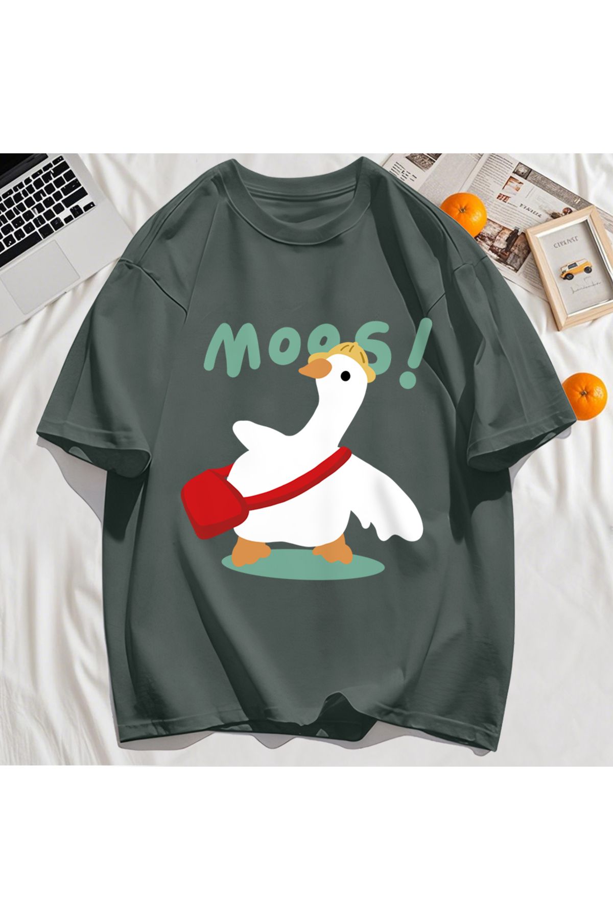 StartMore Y2k Vintage Tişört Tee Sevimli çizimli çanta Ördek Desen