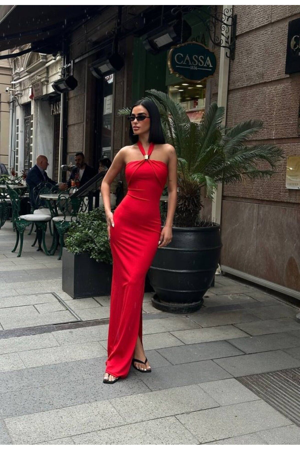 BEFAON BOYUNDAN GEÇİRMELİ ELBİSE