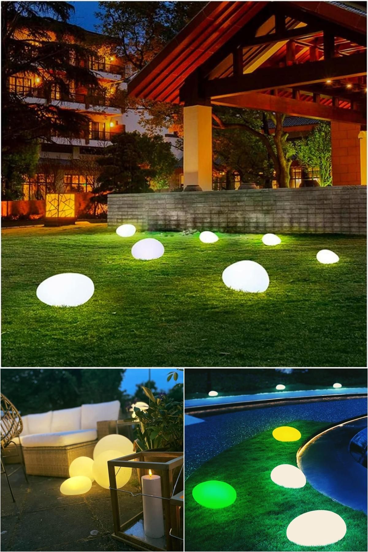 Midday 🔹 RGB Renkli Solar Bahçe Lambası – Kumandalı, Şarjlı ve Taş Görünümlü LED Işık Dekoru
