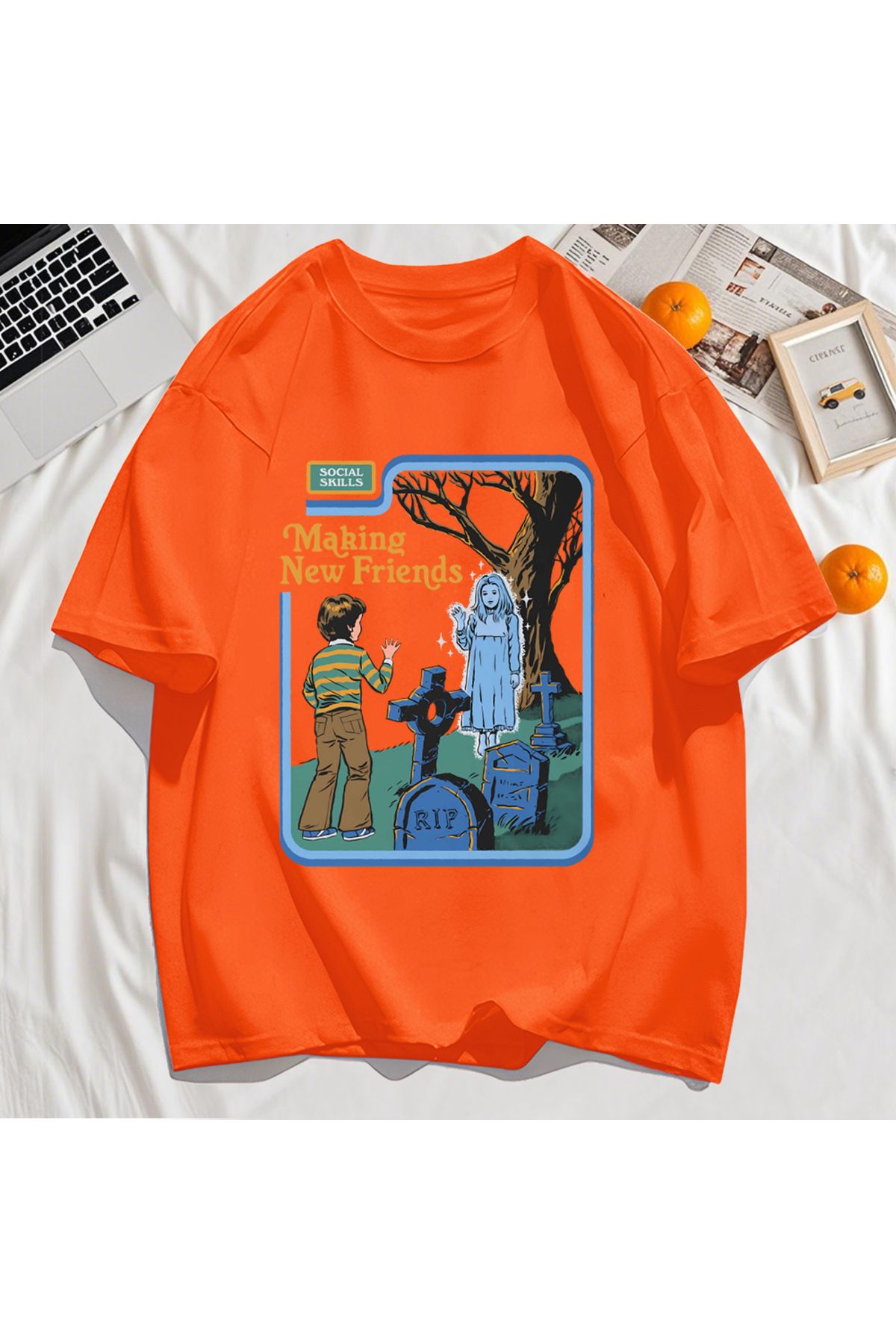 StartMore Y2k Vintage Tişört Tee Yeni Arkadaşlar Yapmak Baskı