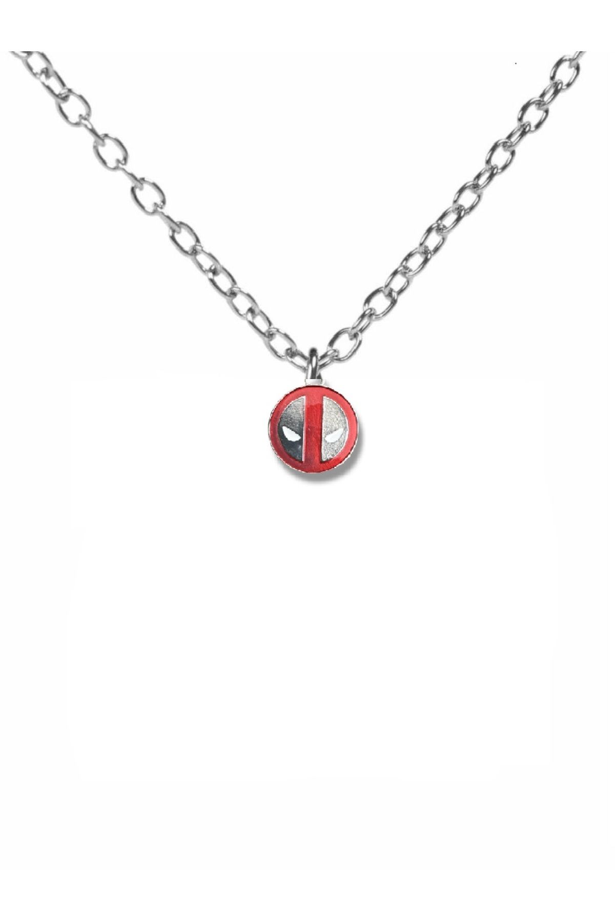 Herşey Nota Deadpool Yüz Figürlü Kolye 60 cm Zincirli | Marvel Temalı Unisex Aksesuar