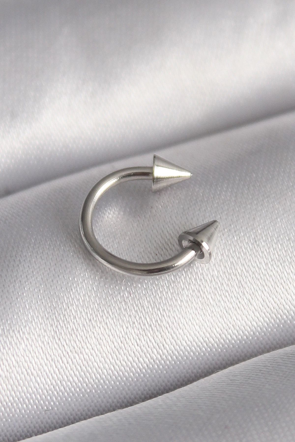 shopwave 316L Çelik Gümüş Renk Halka Çivi Model Kadın Piercing