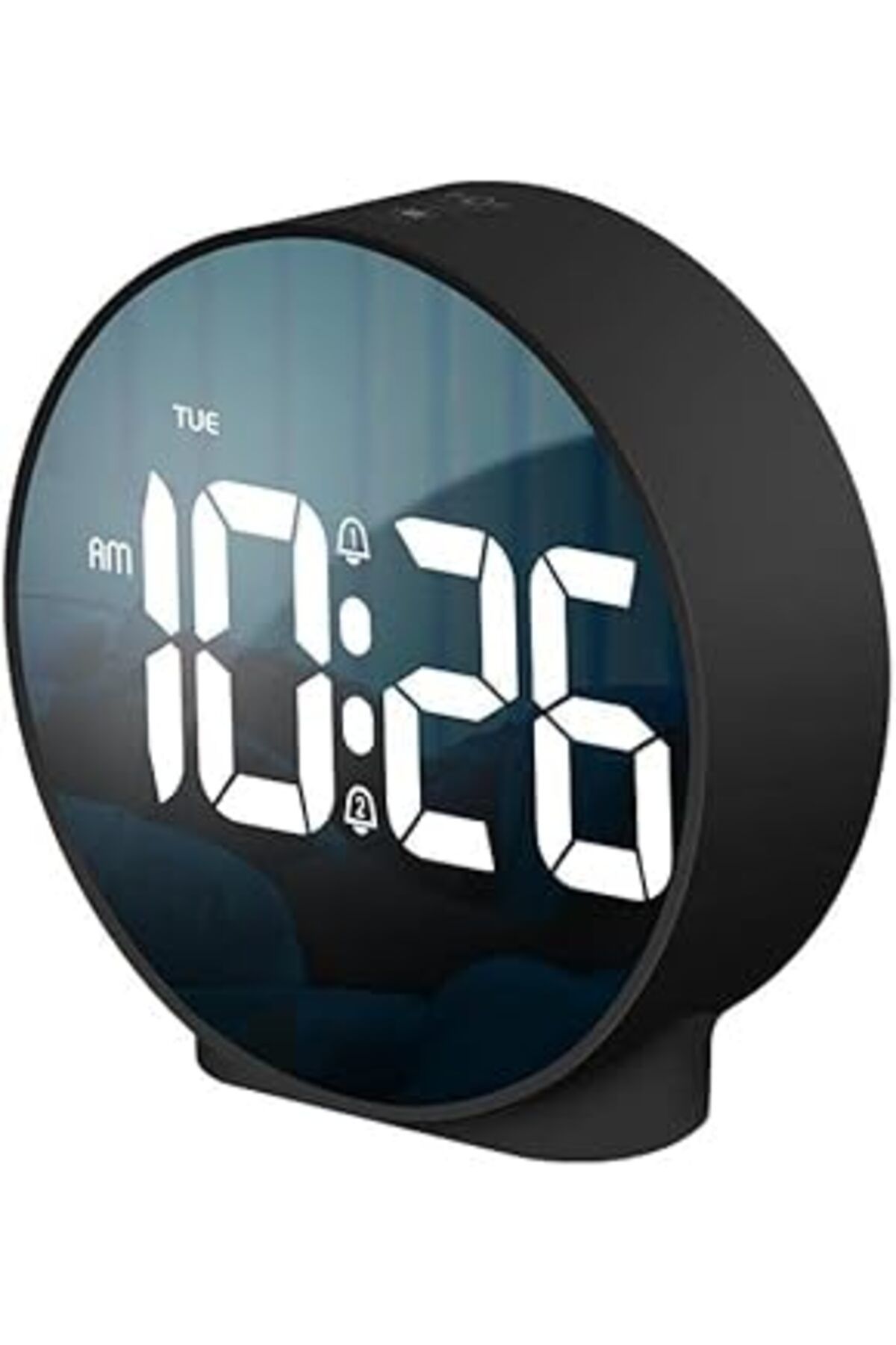Mu Art Ahşap Valkyrie Çift Alarmlı Led Touch Snooze Şık Tasarım Masa Saati Siyah