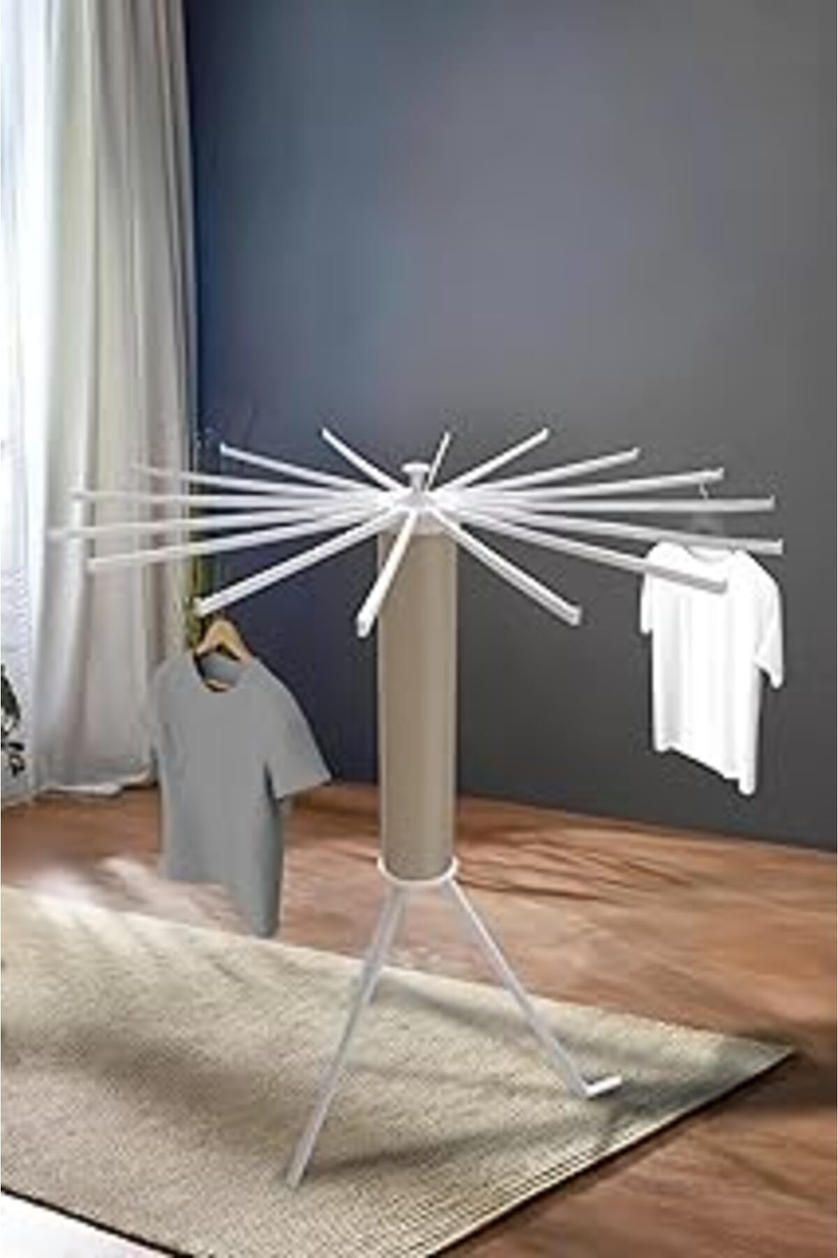 Mu Art Ahşap Houseplus House Plus Hely Açılıp Kapanabilir 360° Dönebilen Kurutmalık Askısı Bej – Krt57058-4