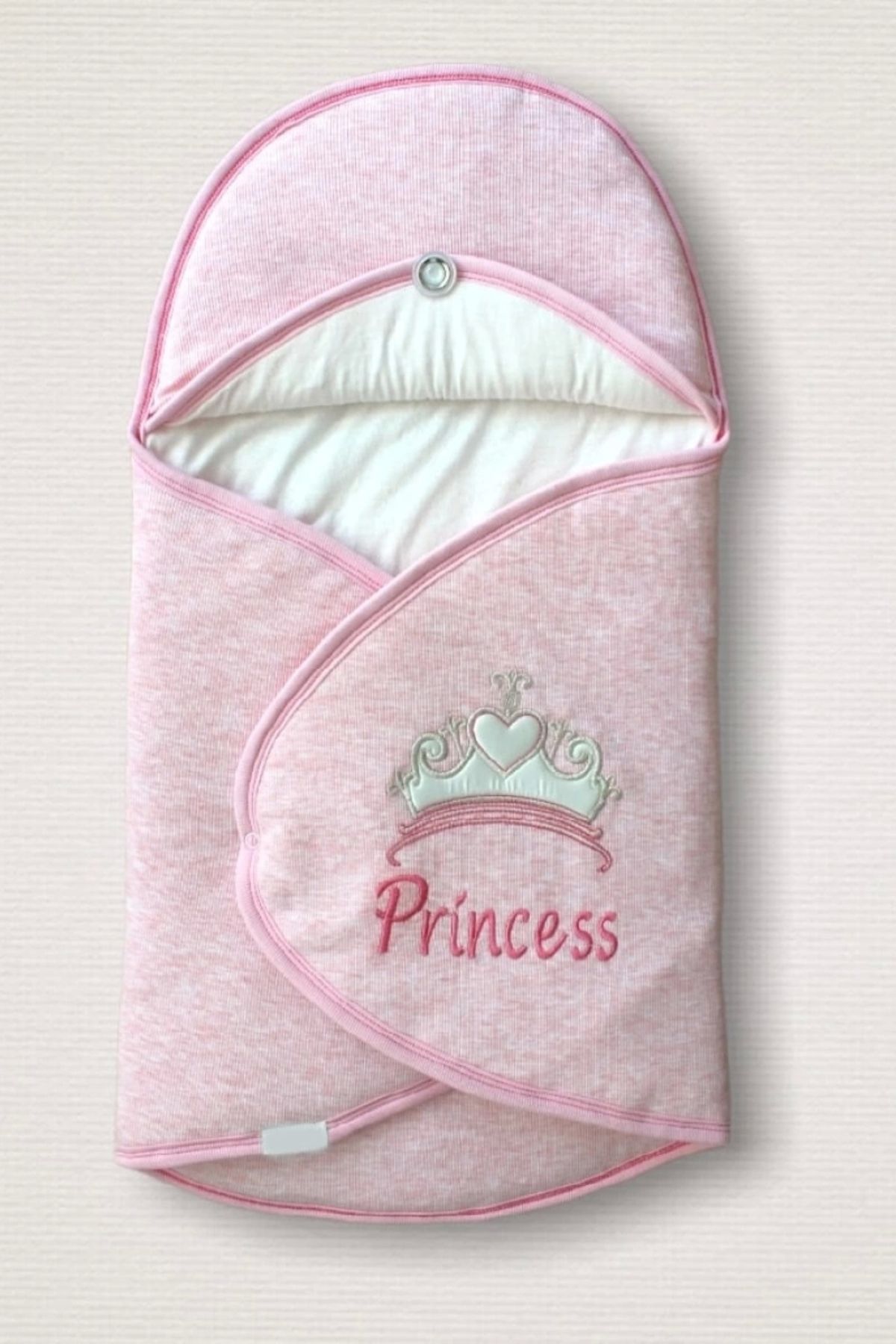shopwave Yenidoğan Princess Nakışlı Çizgi Efektli Kız Bebek Klasik Kundak Bebek Battaniyesi