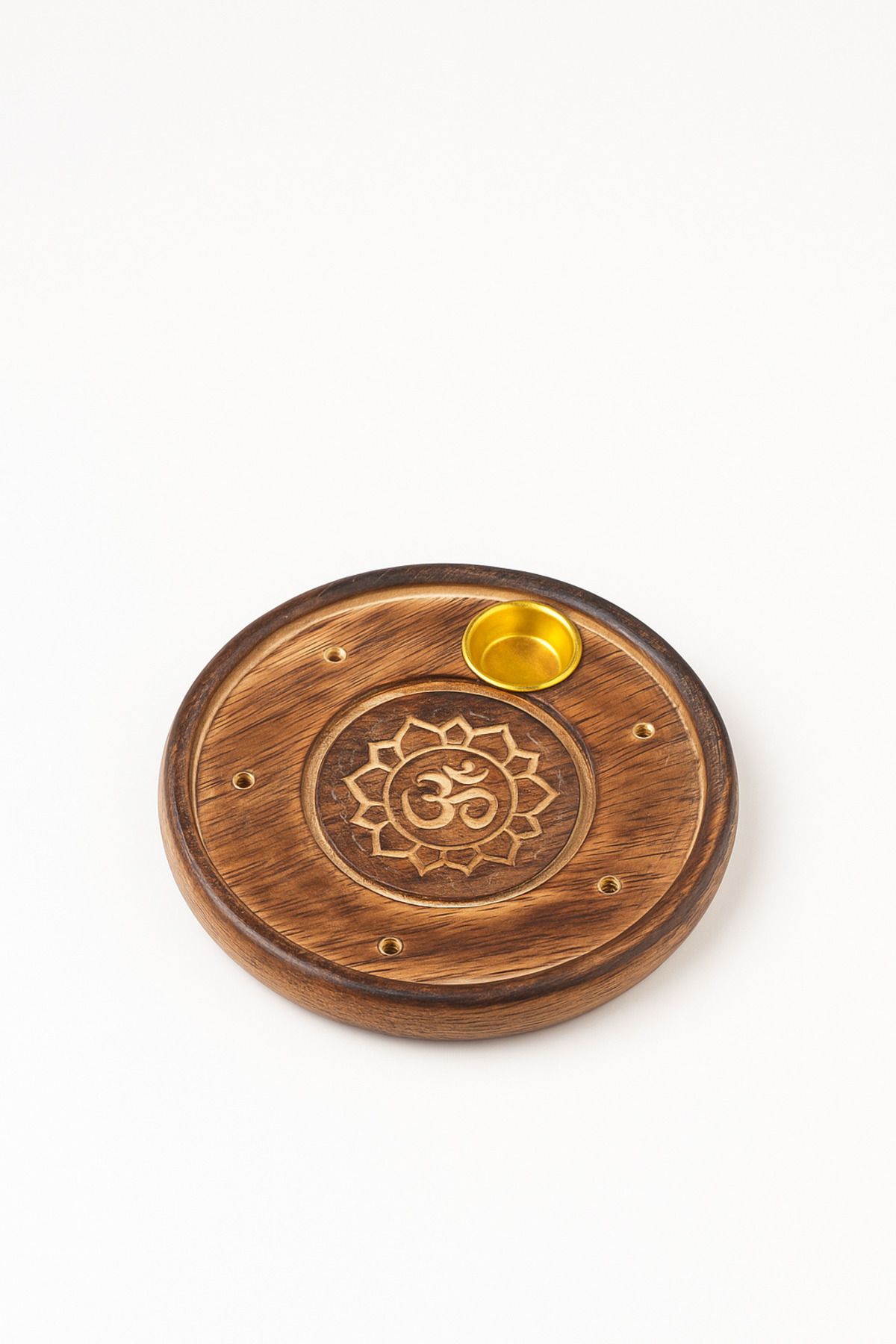 Hyge Om & Lotus Dekoratif Ahşap Tütsülük – El Oyması | Om & Lotus Wooden Incense Burner