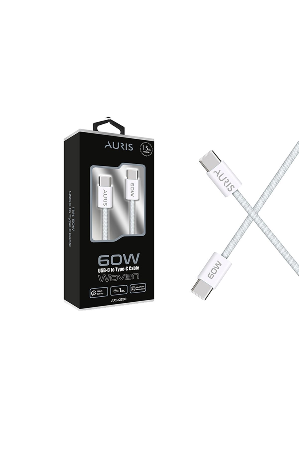 Auris CB58 60 W Usb-c To Type-c Kablo 1 Metre Örgü