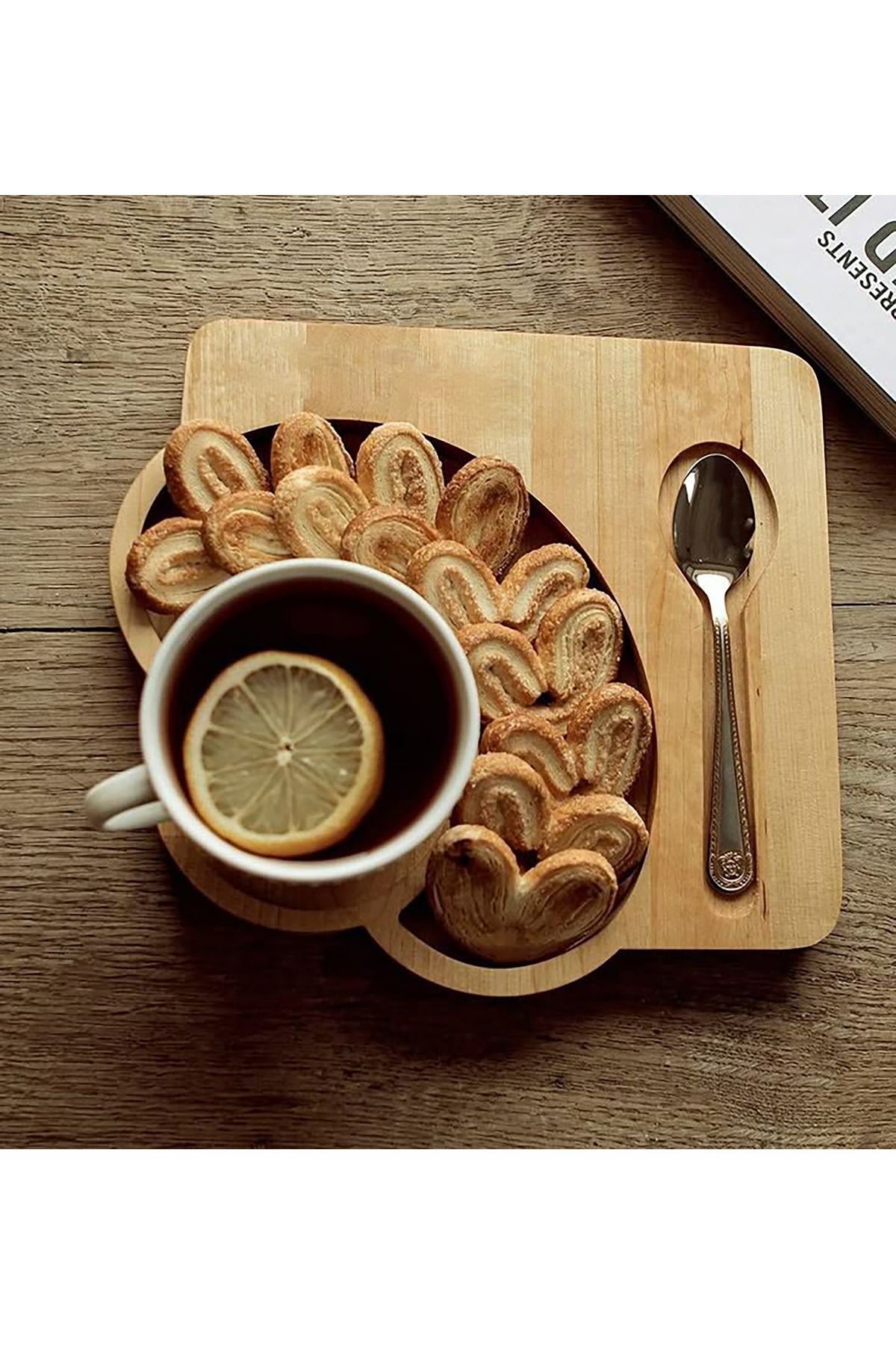 nicefrog Thecafe Ahşap Oymalı Içecek ve Atıştırmalık Sunum Tabağı