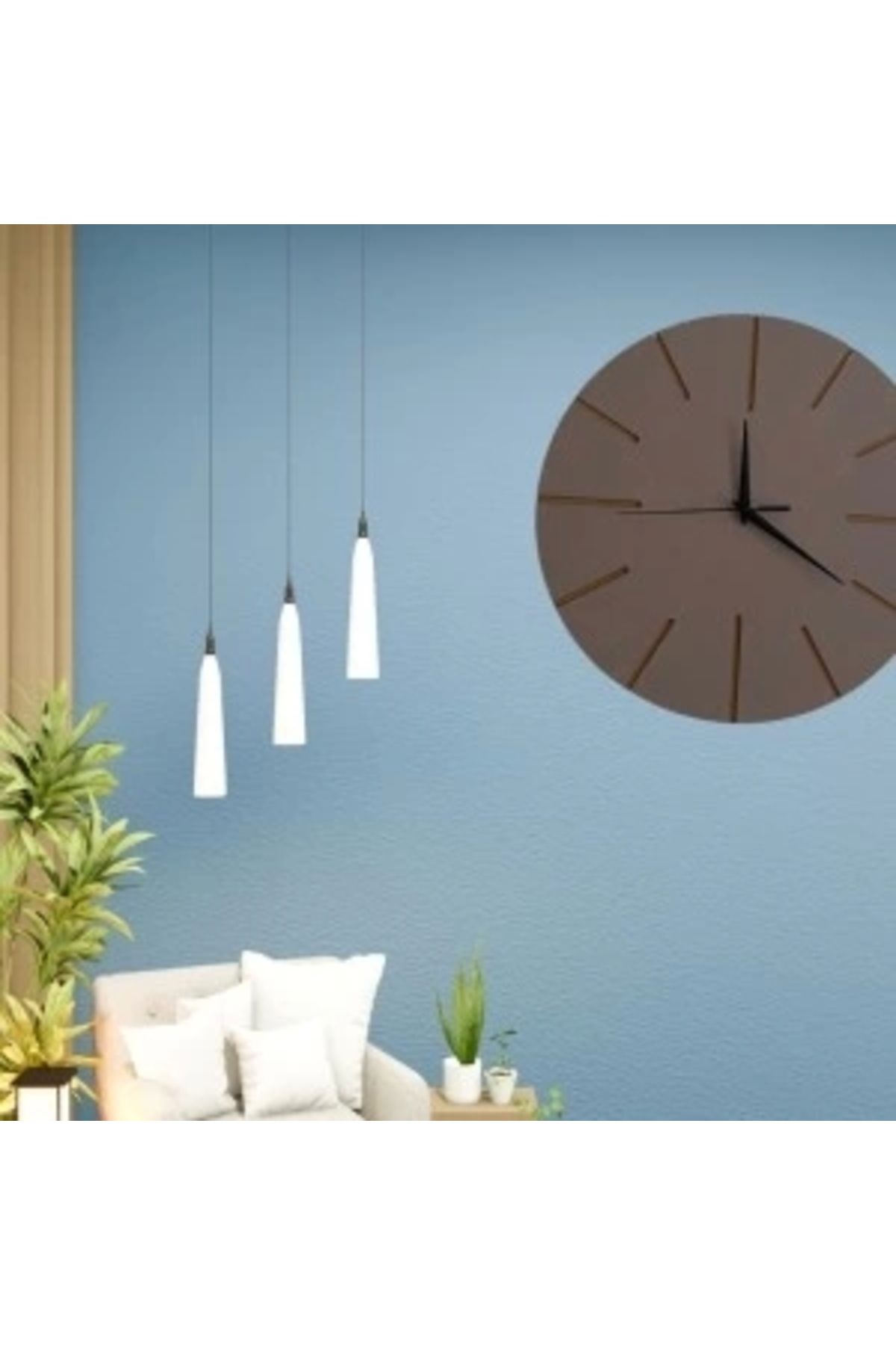 shopwave Ahşap Minimal Dekoratif Duvar Saati - 33x33 cm Vizon