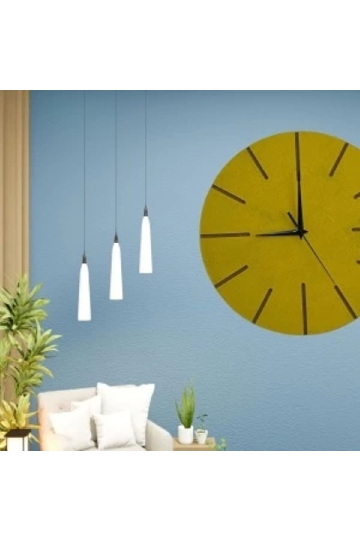 shopwave Ahşap Minimal Dekoratif Duvar Saati - 33x33 cm Hardal