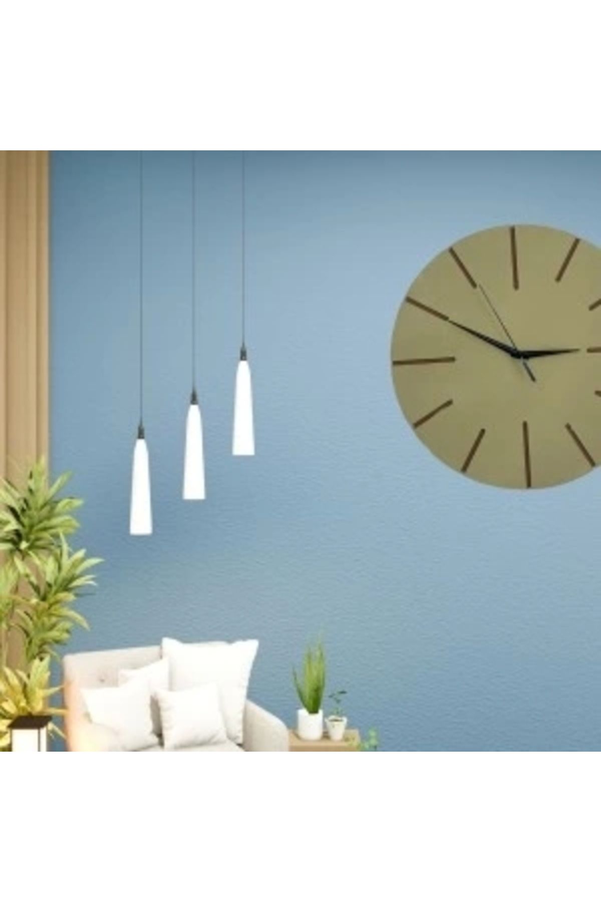 shopwave Ahşap Minimal Dekoratif Duvar Saati - 33x33 cm Açık Sarı